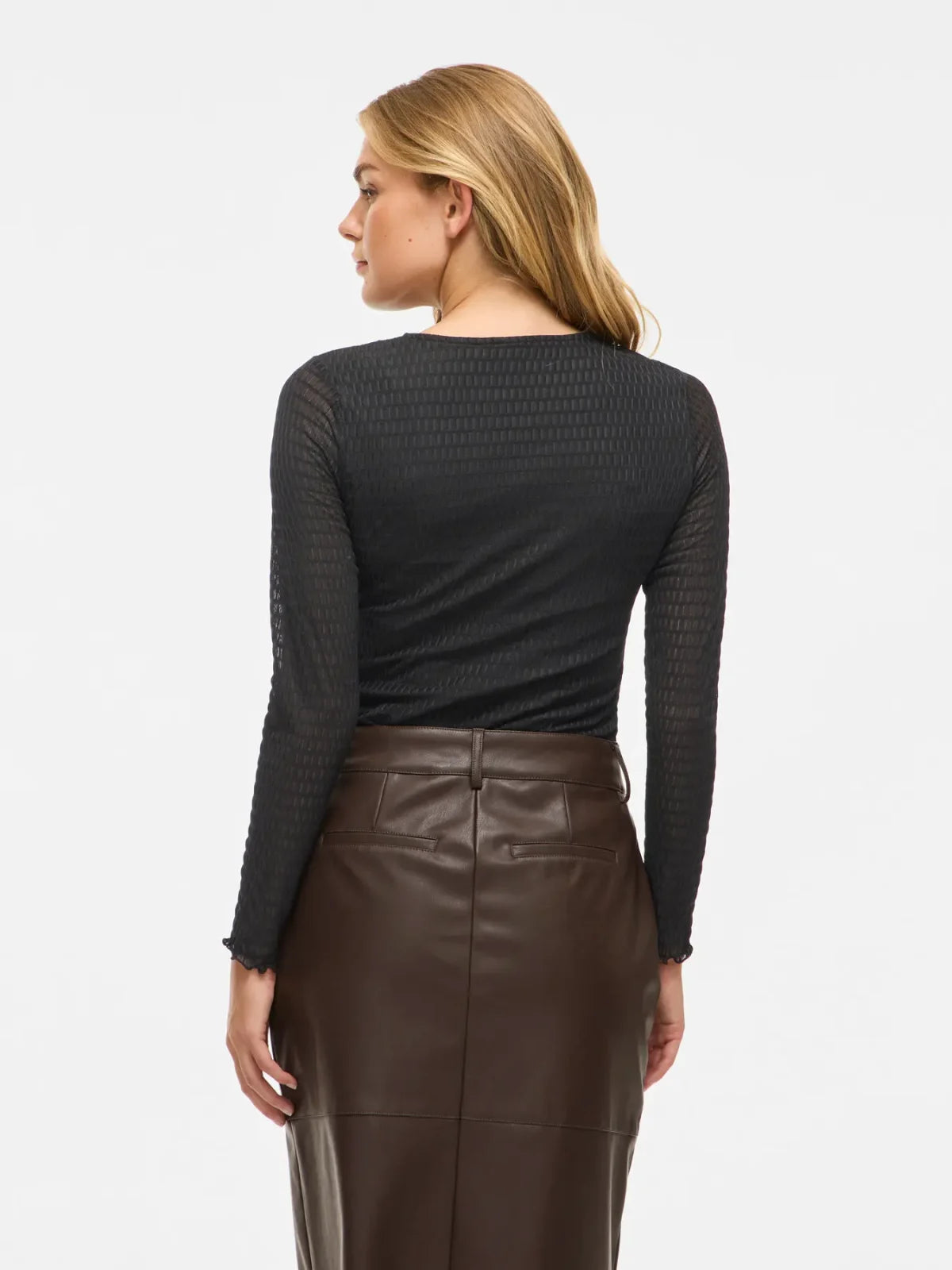 Vila Vilarine Plain Black Crew Neck Top - Black, XS image
