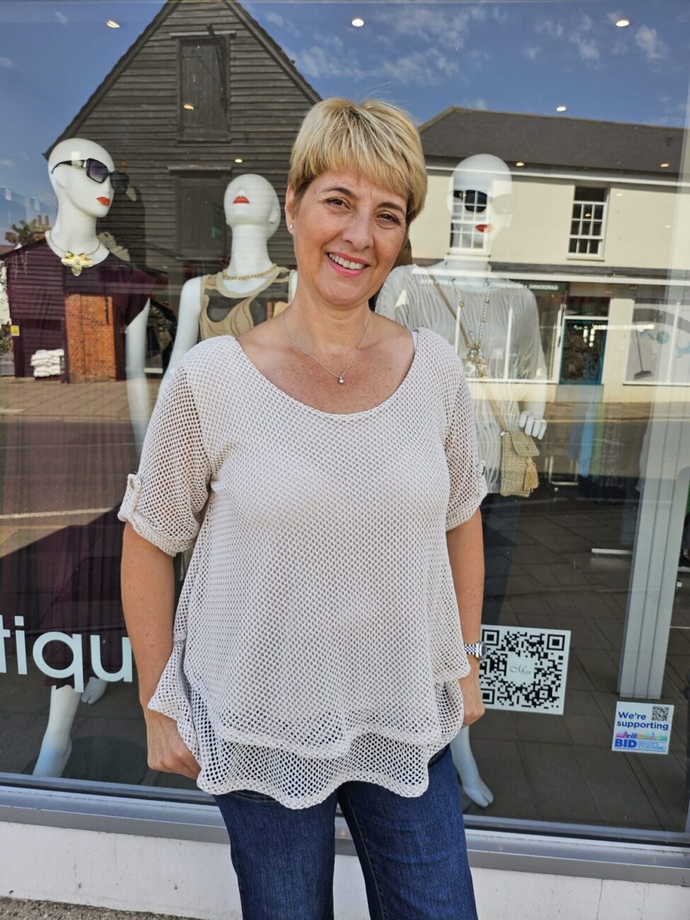 Layered Mesh Top with Turn back Sleeves image 0