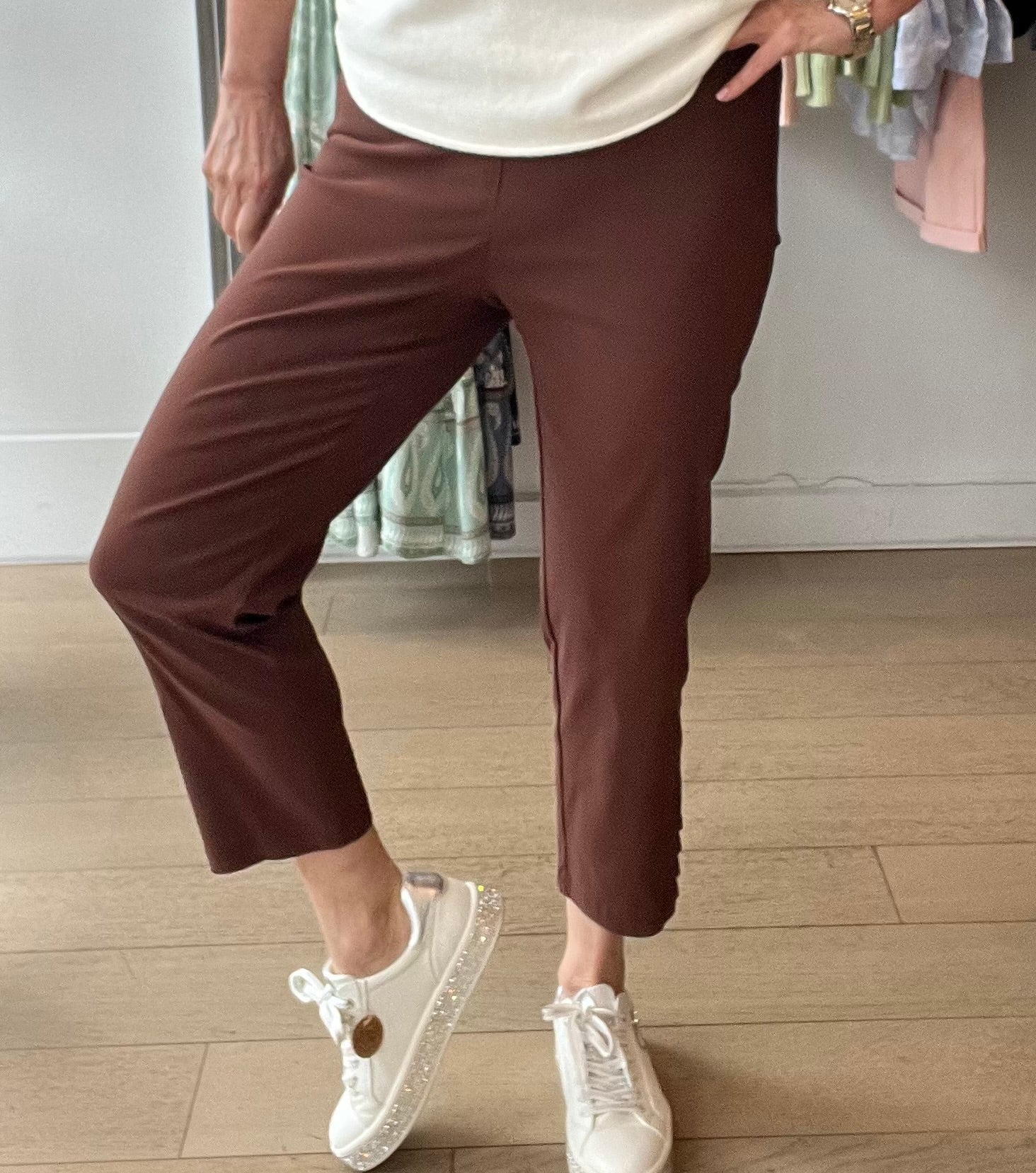 Robell Lena Plain Pant with Ladder detail at Ankle