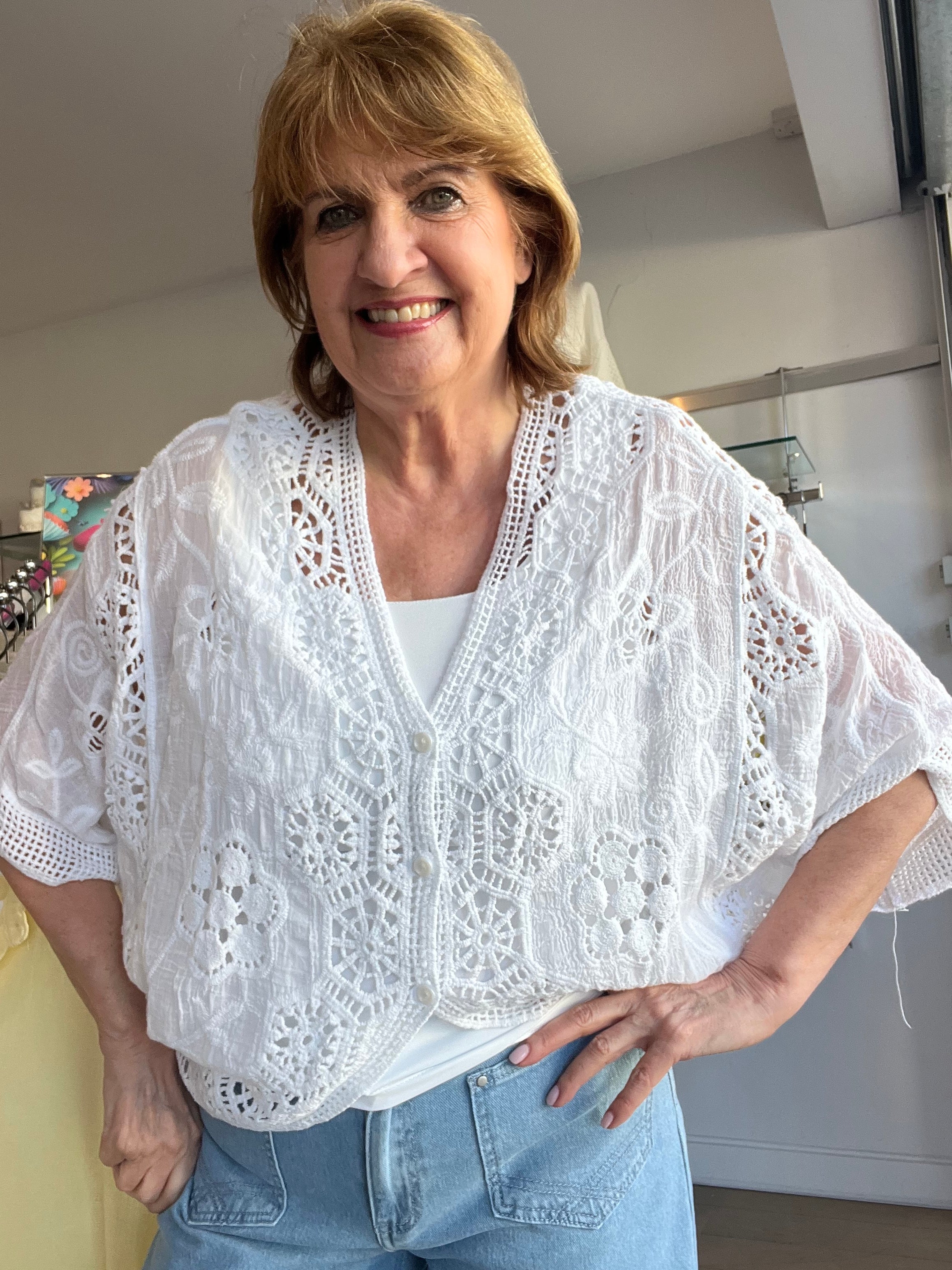 Layla Embroidered Button Through Top