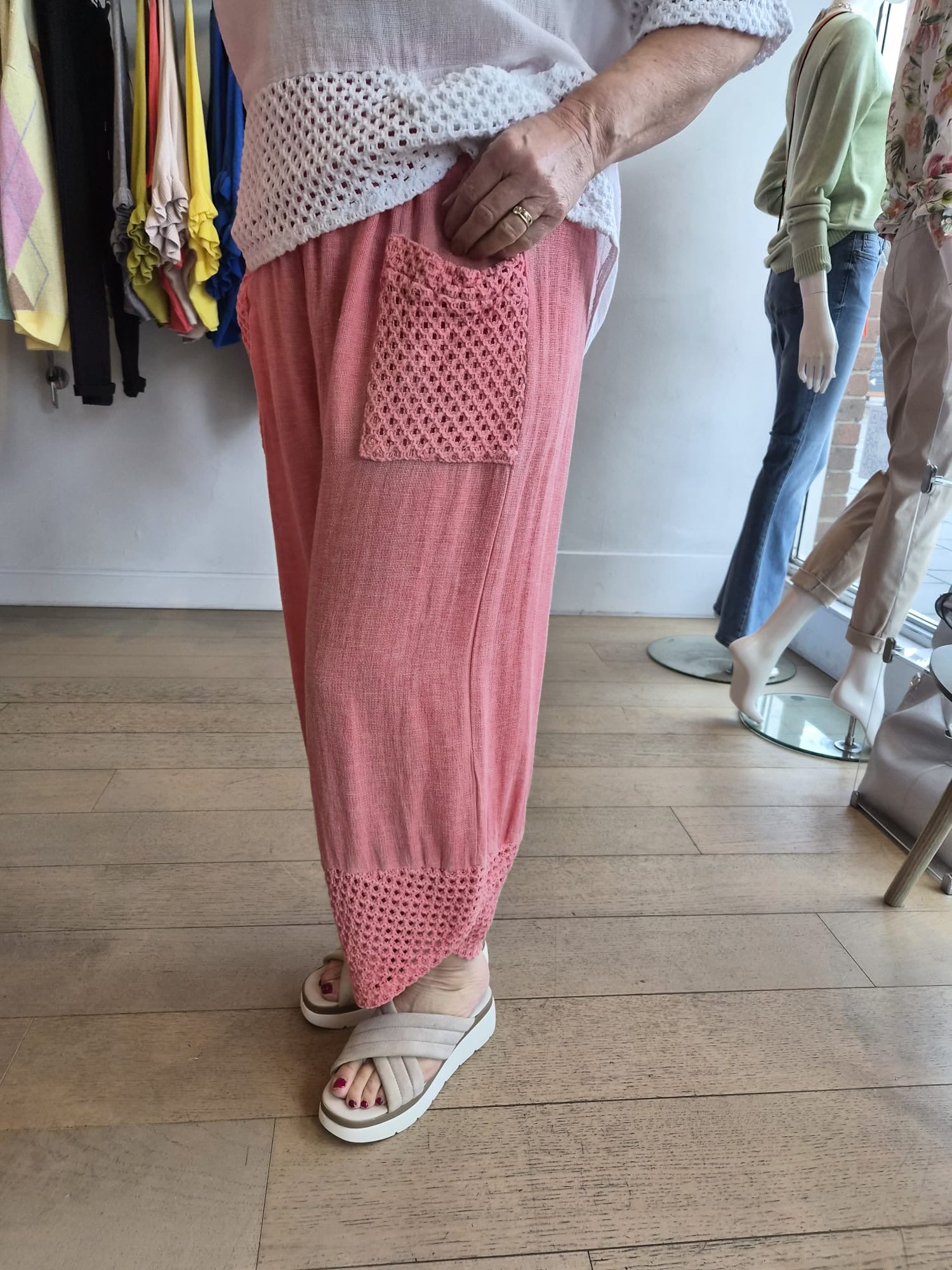 Micha Washed Linen Mesh Pant