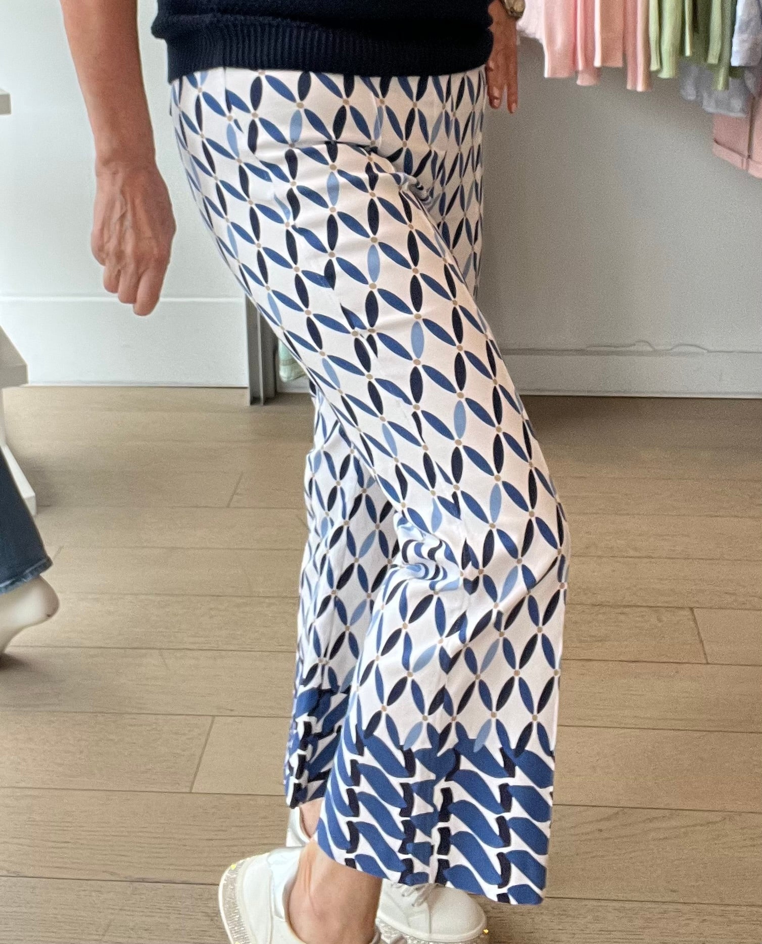 Robell Joella Kick Flare Summer Print with Border Detail