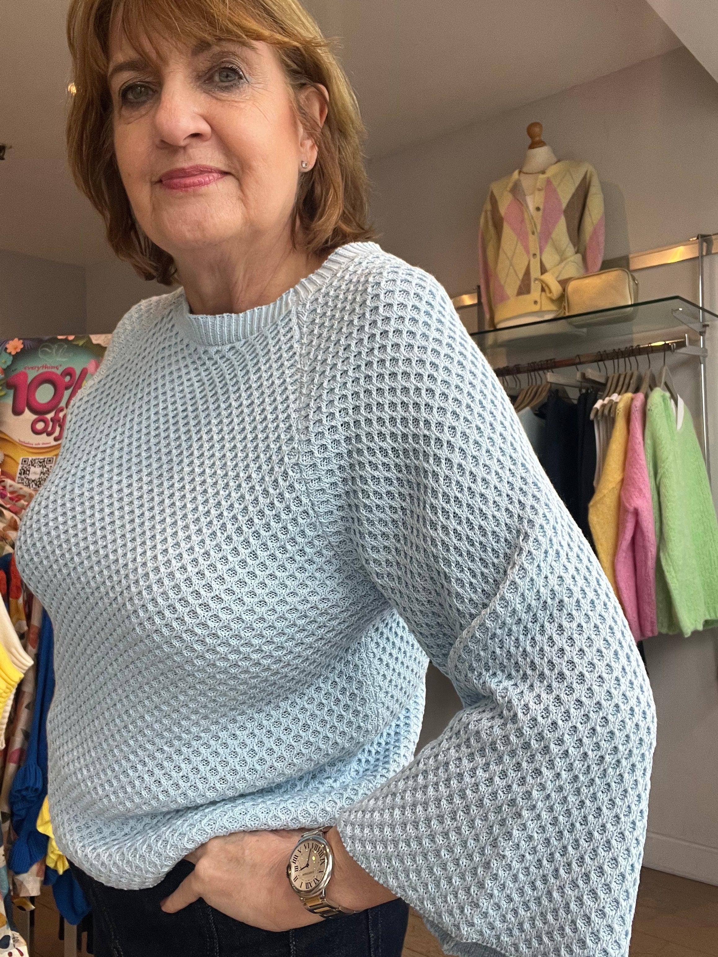 Melly Cotton Mesh Knit Top