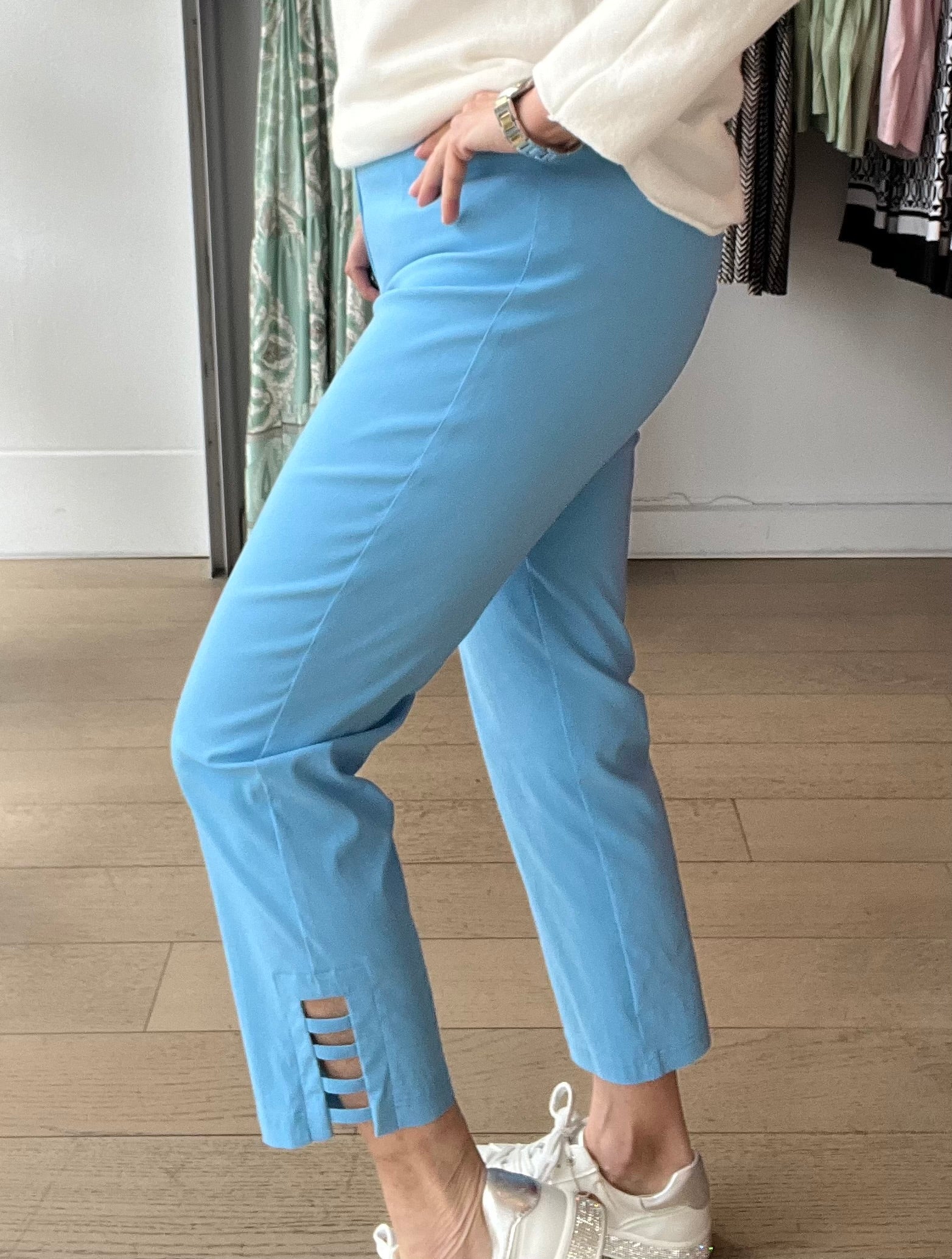 Robell Lena Plain Pant with Ladder detail at Ankle