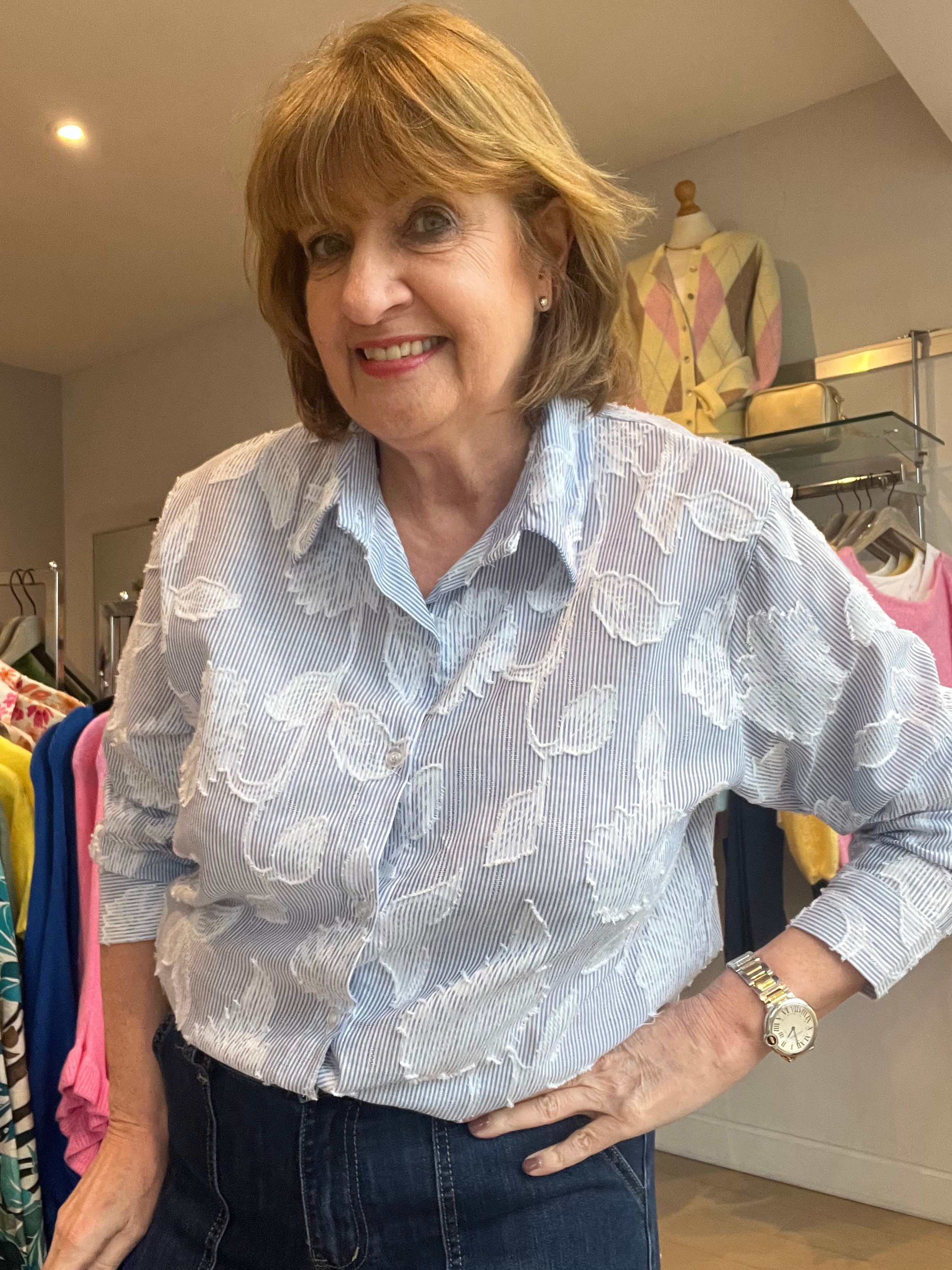 Saffron Stripe /Embroidery Shirt