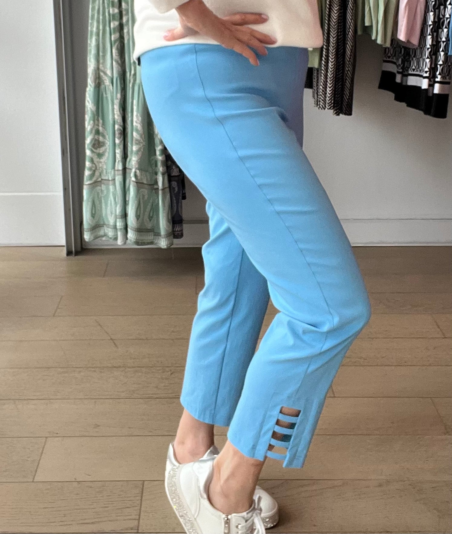 Robell Lena Plain Pant with Ladder detail at Ankle