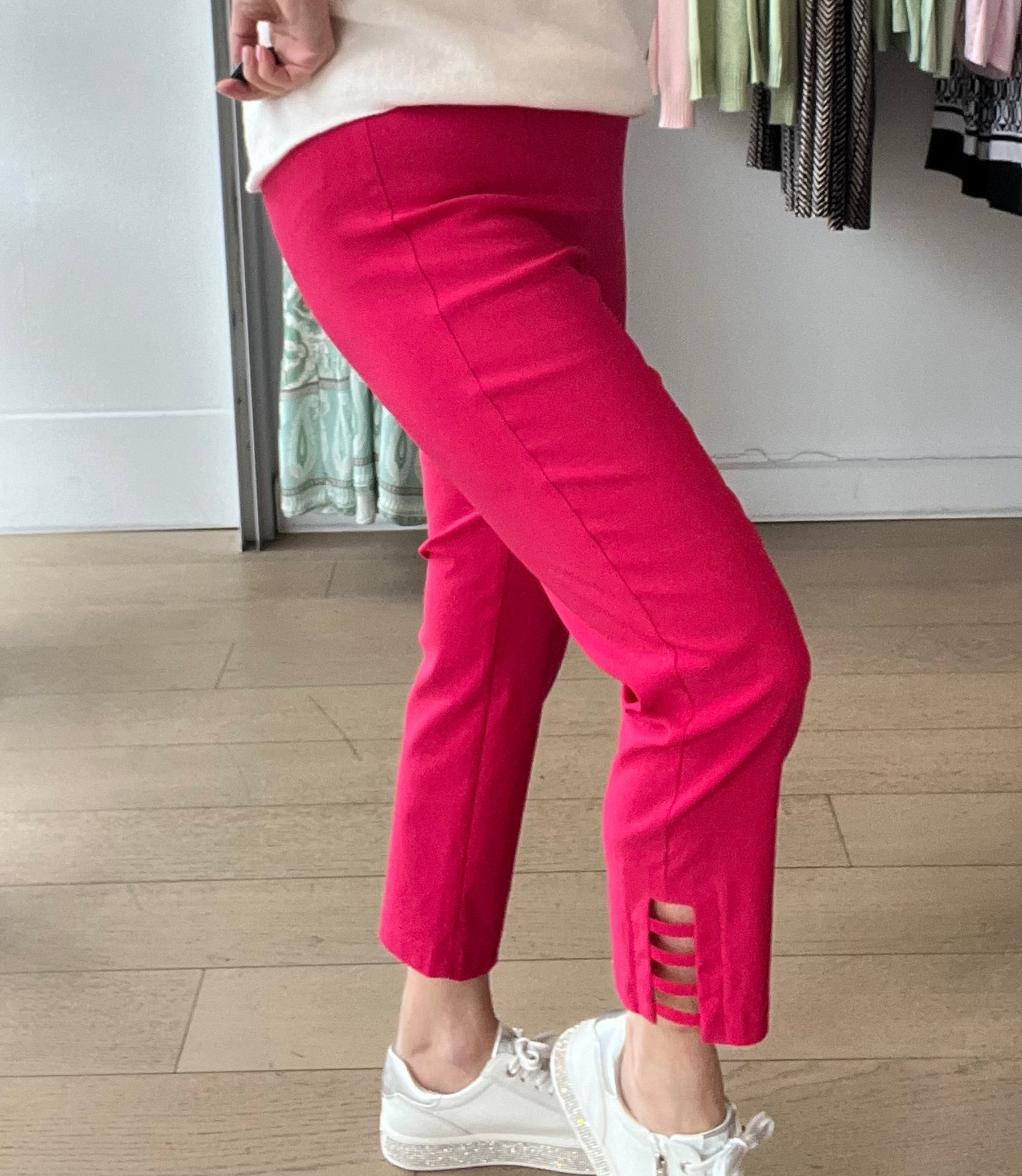 Robell Lena Plain Pant with Ladder detail at Ankle