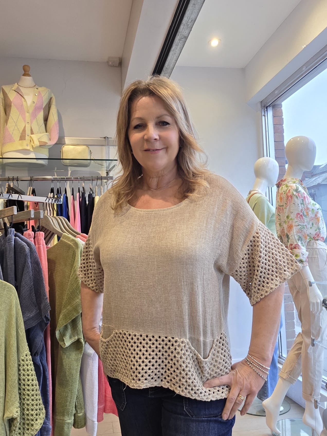 Molly Mesh Pocket Washed Linen Top