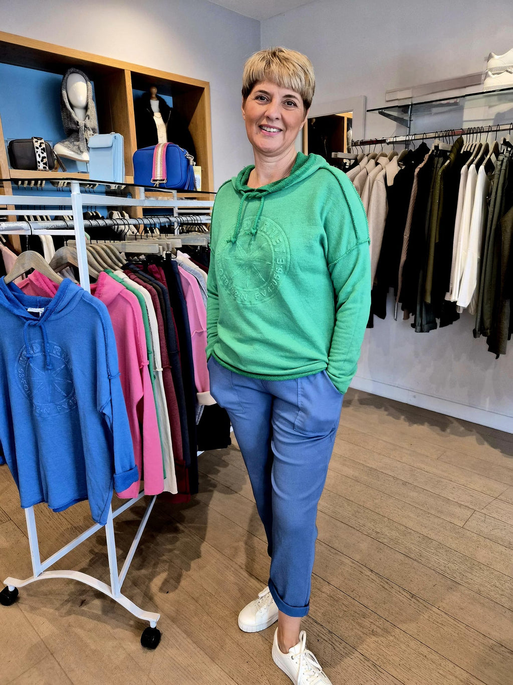 Sweat Hoodie with Embossed Front