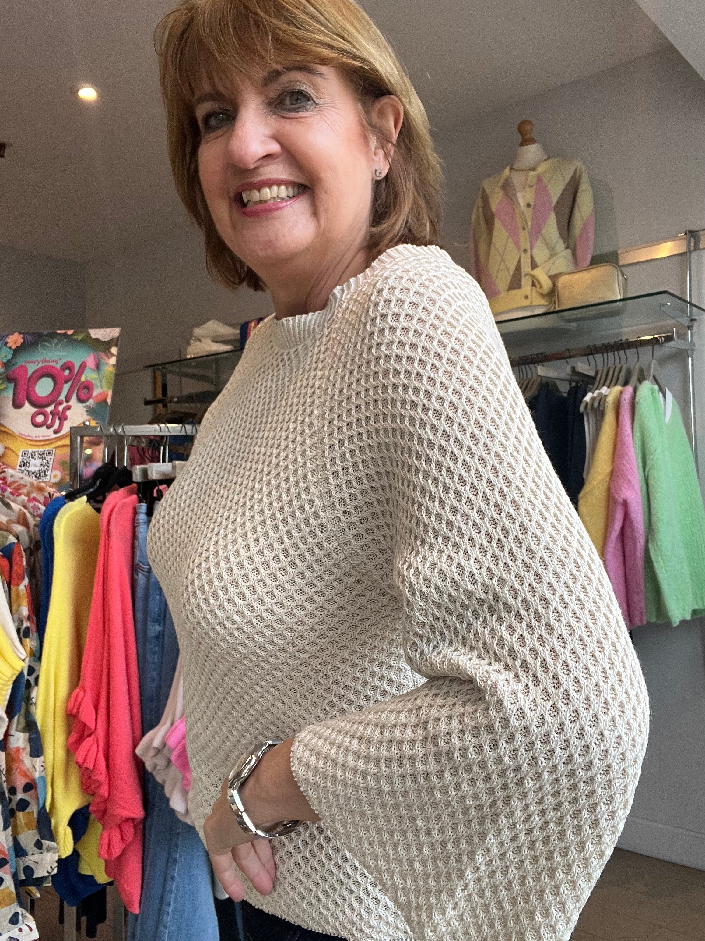 Melly Cotton Mesh Knit Top