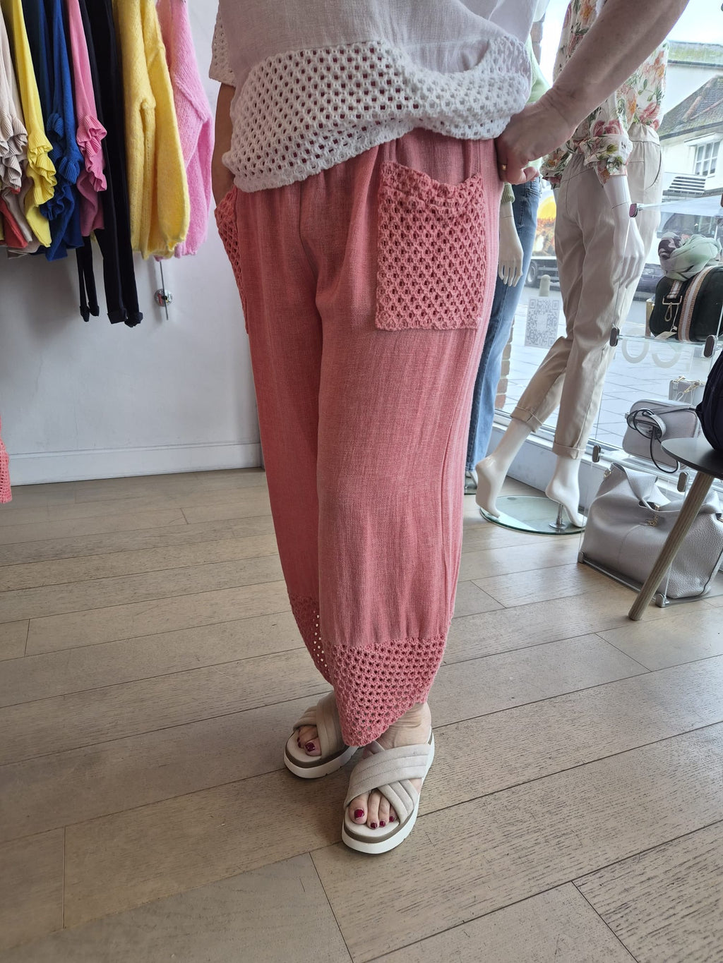 Micha Washed Linen Mesh Pant
