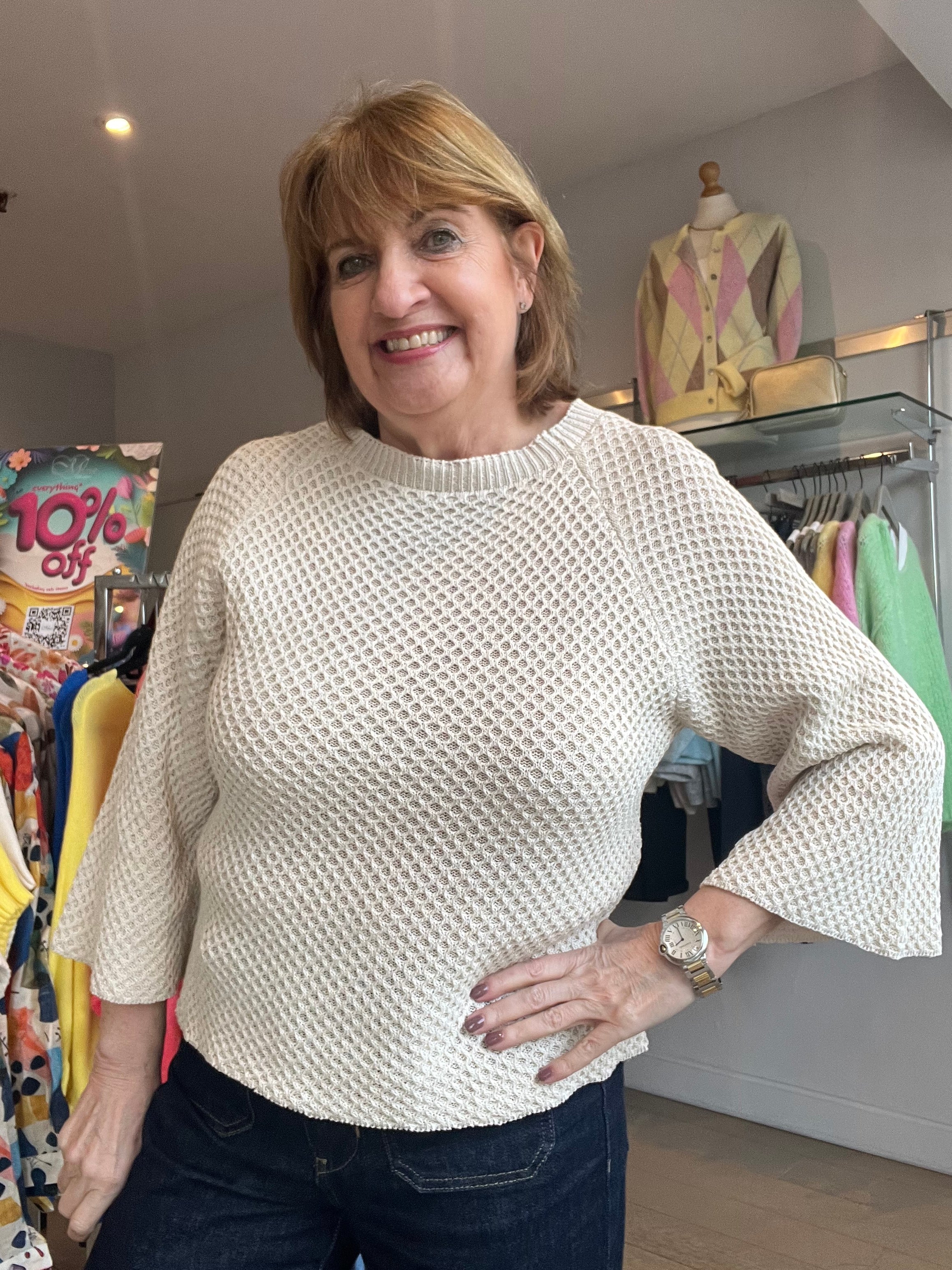 Melly Cotton Mesh Knit Top