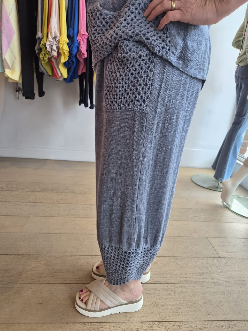 Micha Washed Linen Mesh Pant