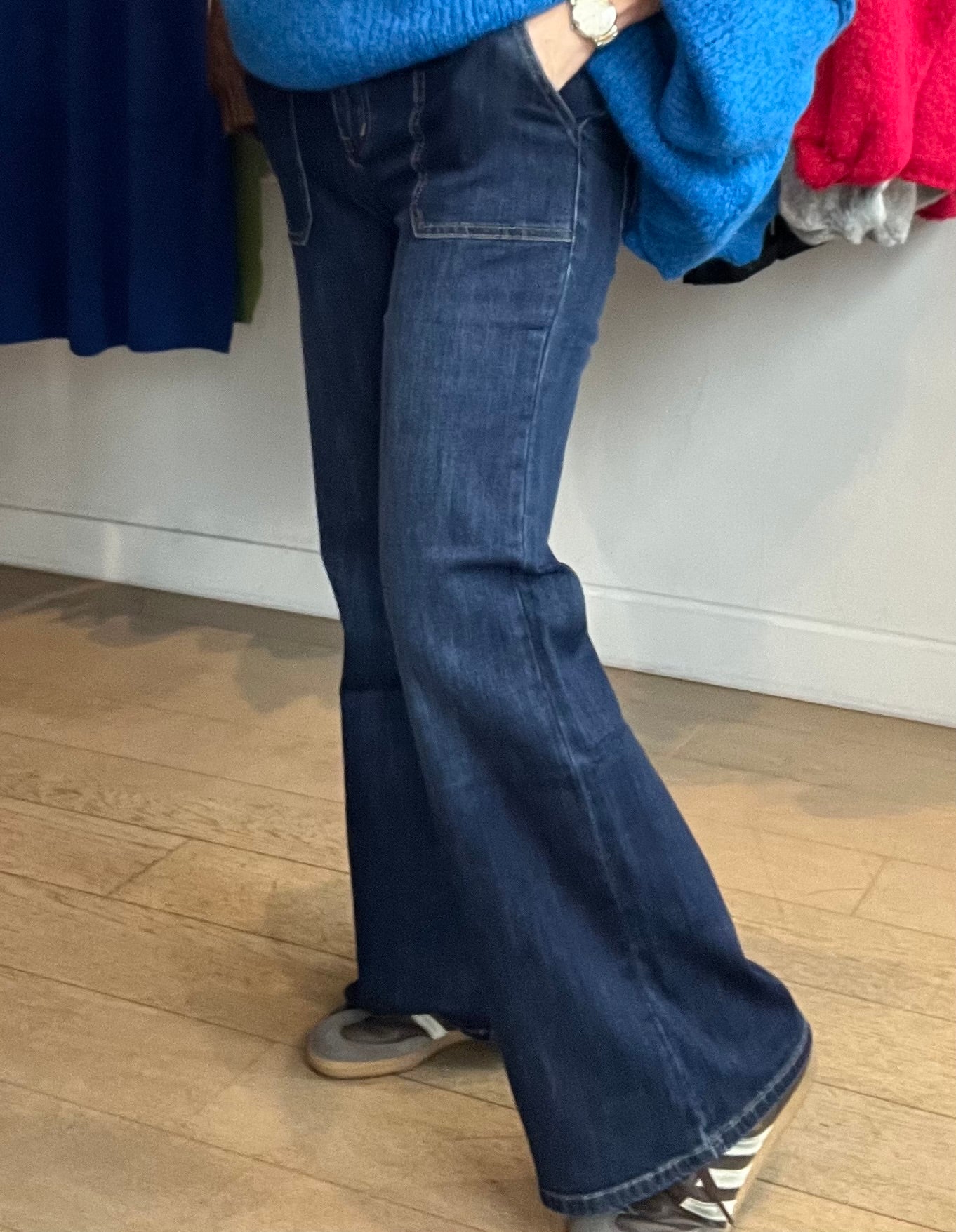 Toxic Dark Wash Denim Wide Pocket Jeans