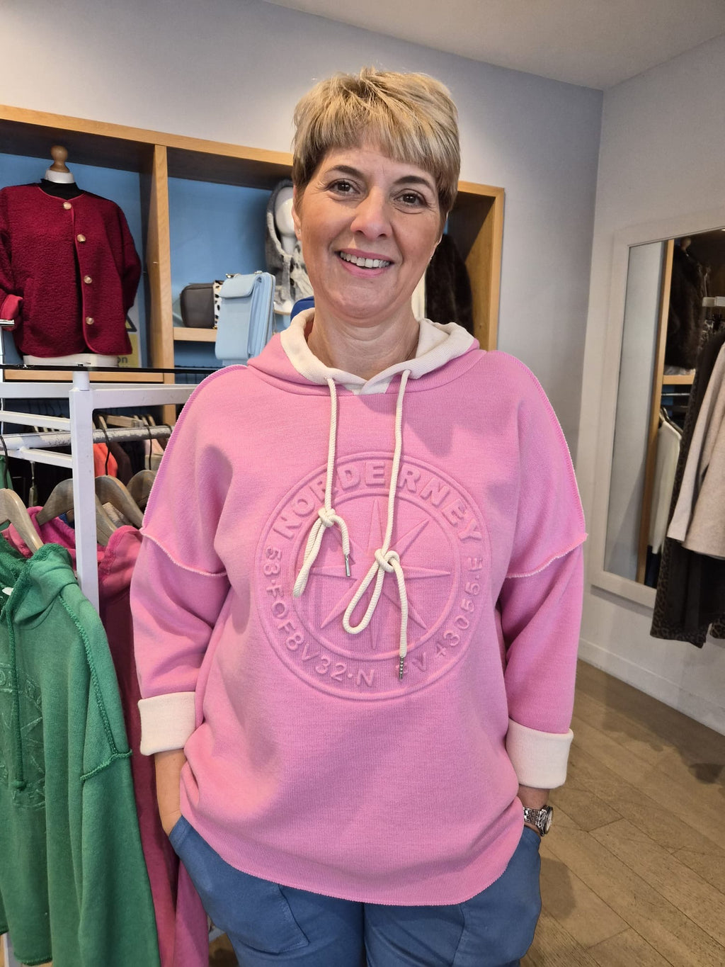 Sweat Embossed Contrast Hoodie