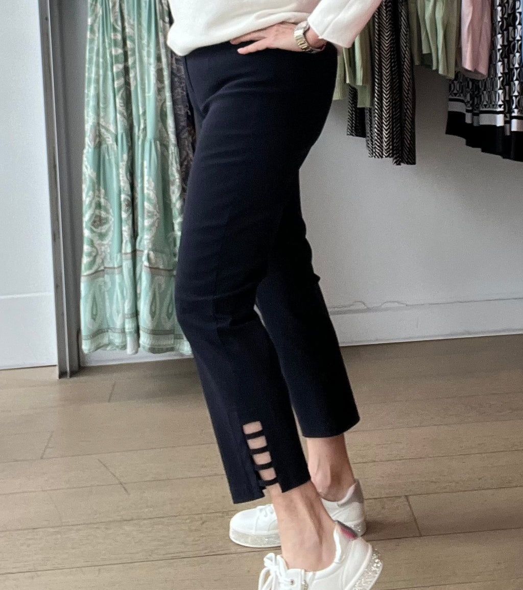 Robell Lena Plain Pant with Ladder detail at Ankle