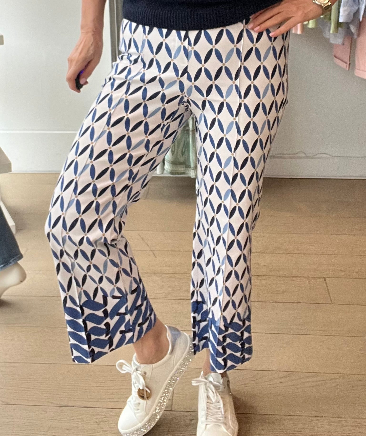 Robell Joella Kick Flare Summer Print with Border Detail