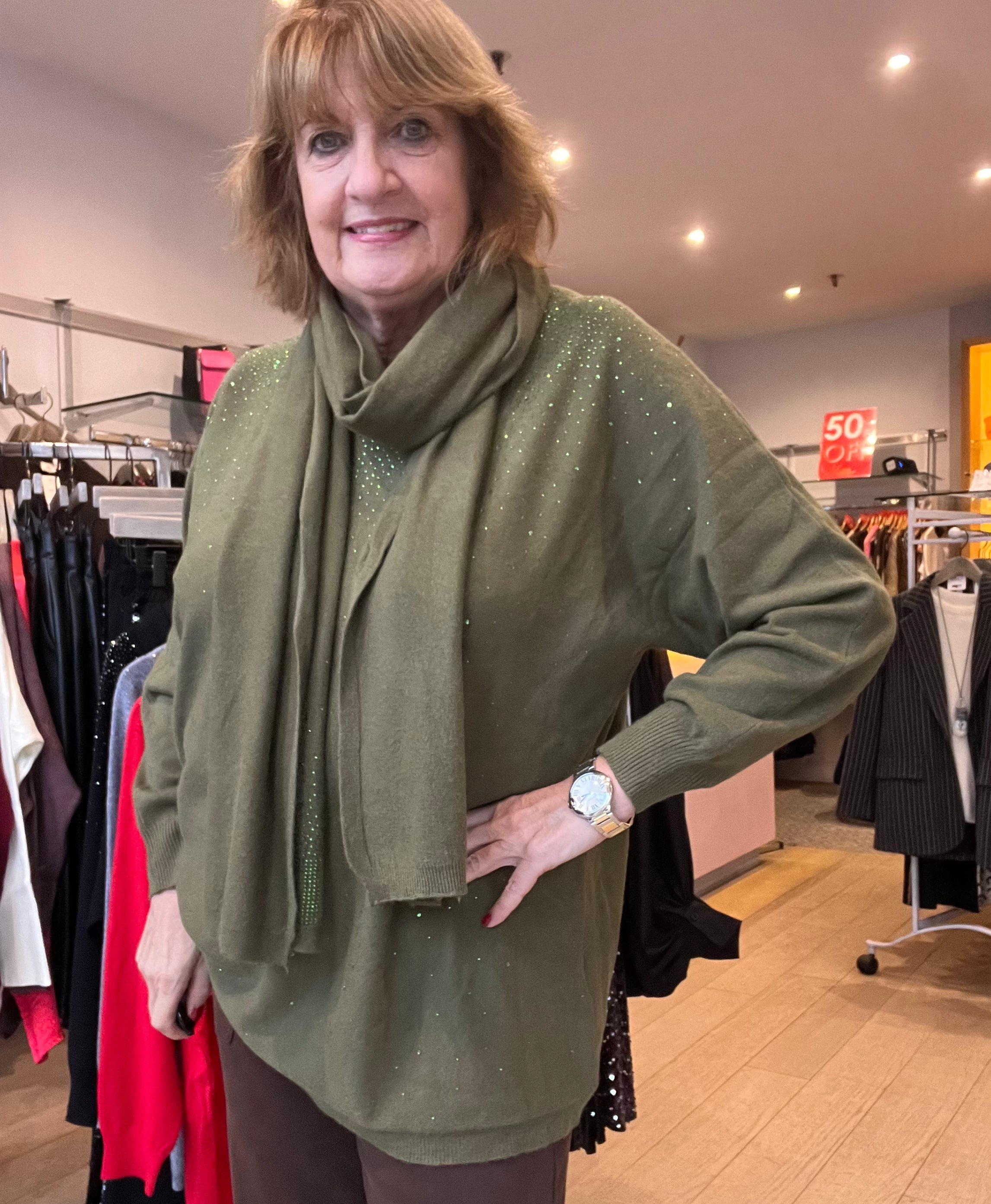 Sara Sparkle Knit with Scarf