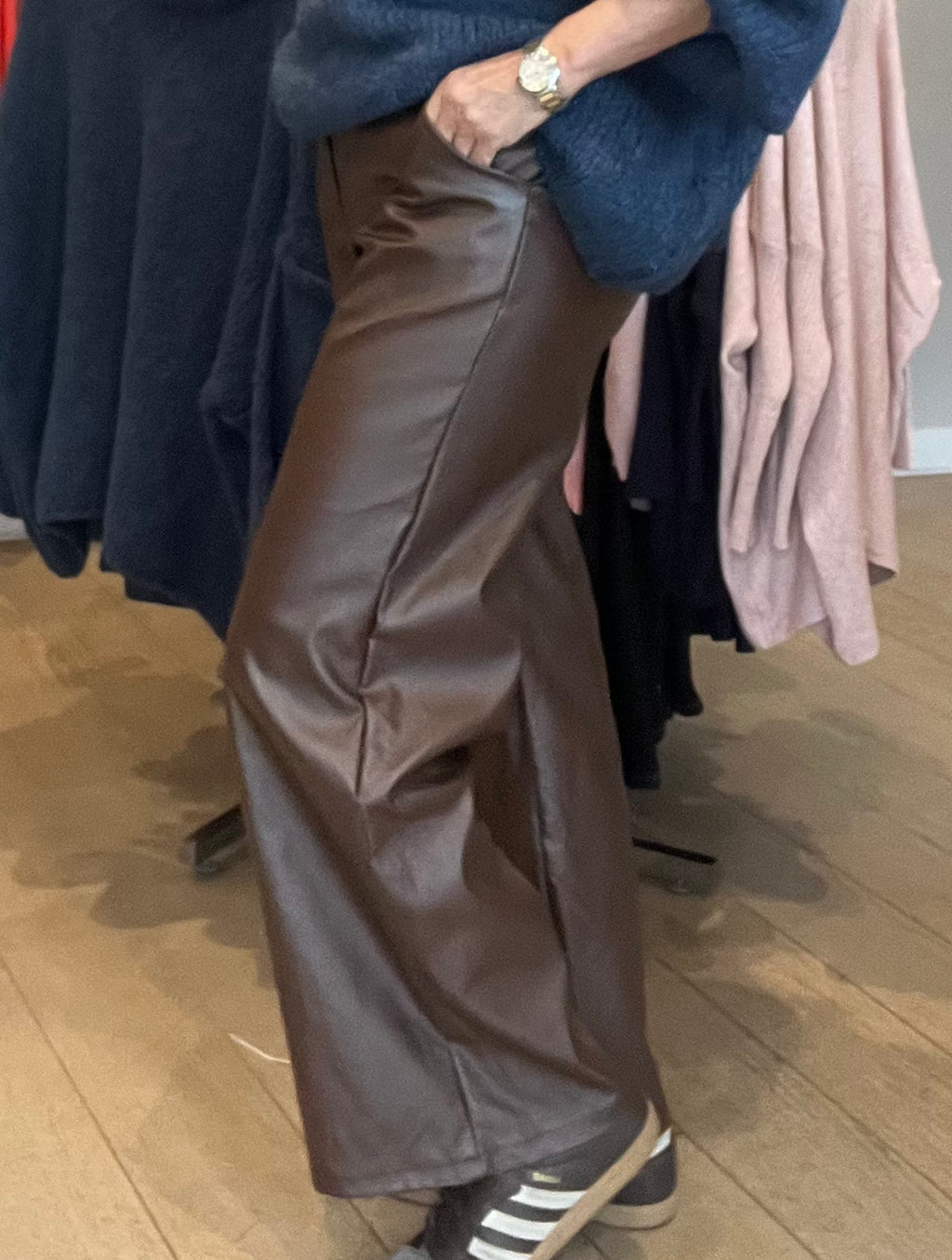 Coated Straight Leg Magic Pant