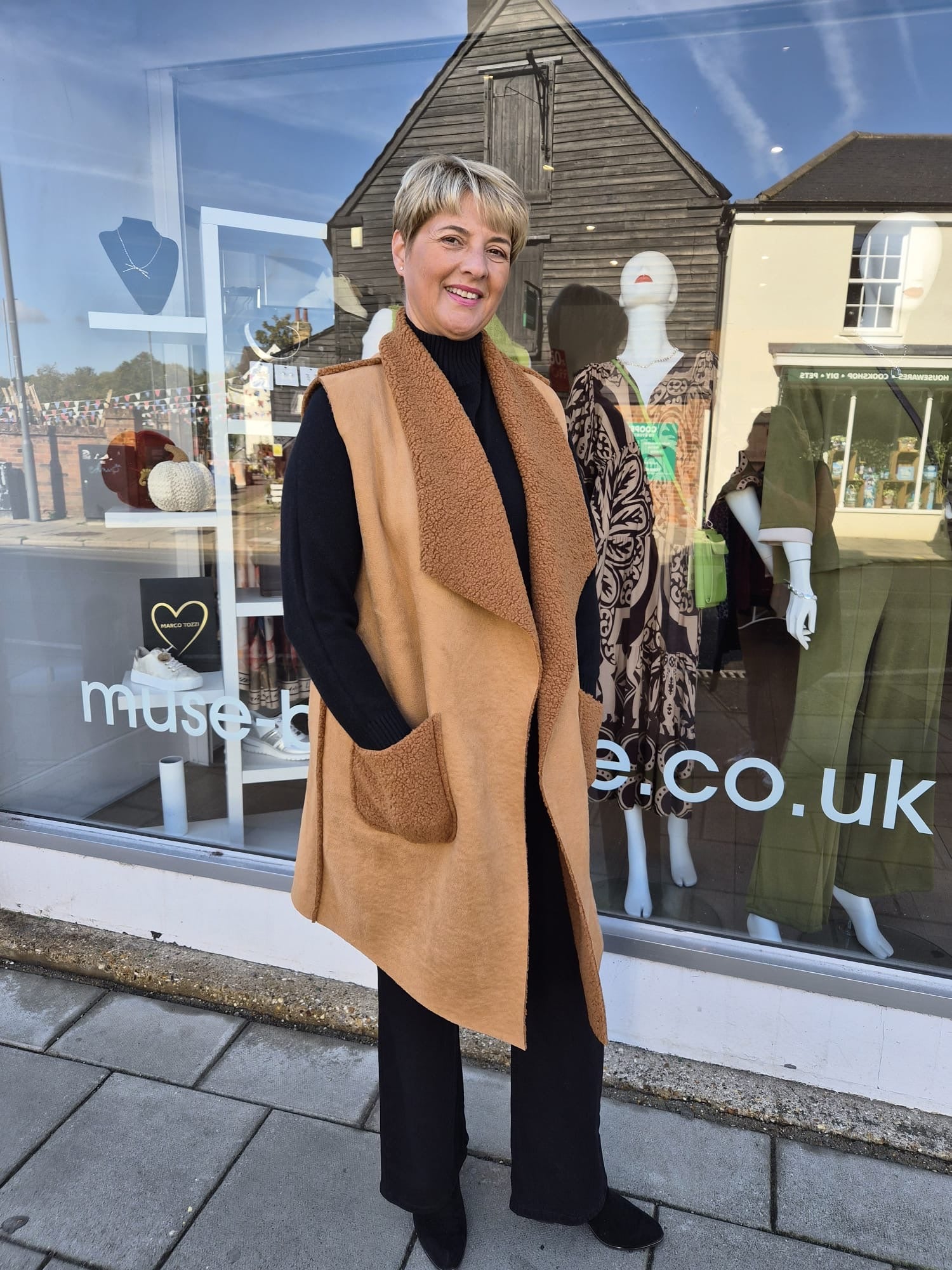 Suedette textured Gilet with Pockets