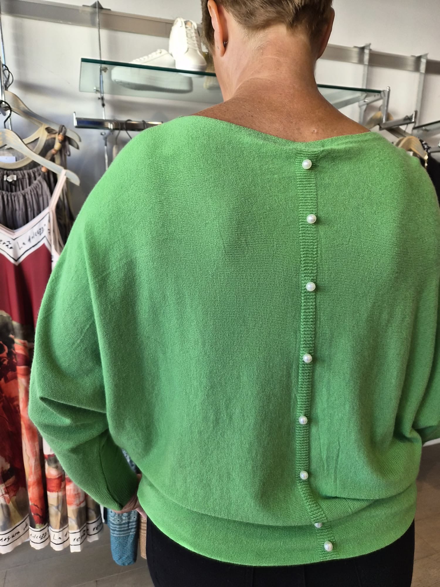 Pearl Back Button Knit