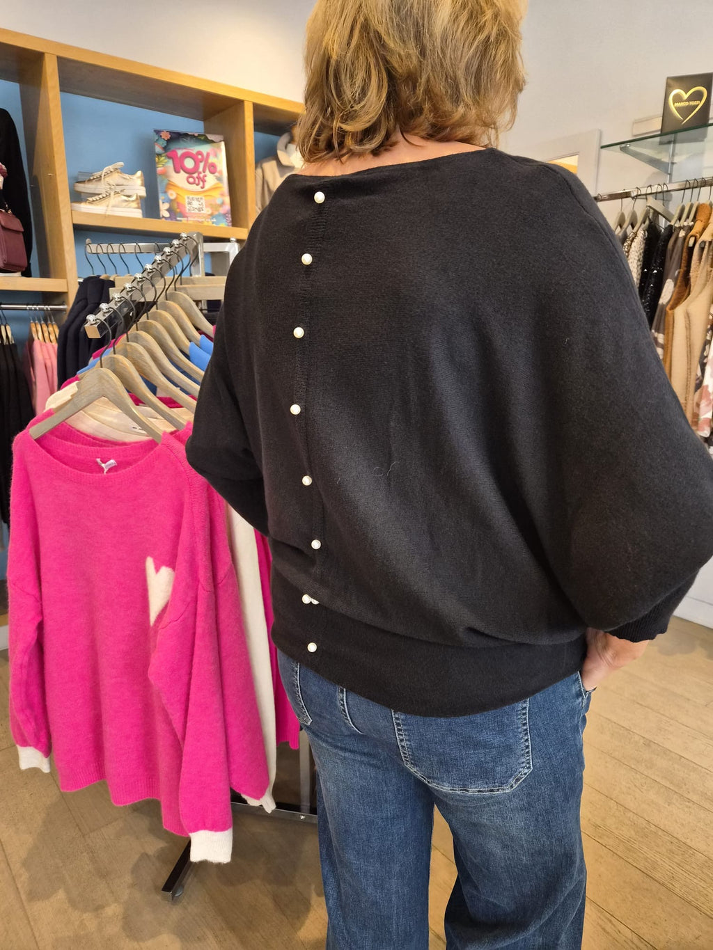 Pearl Back Button Knit