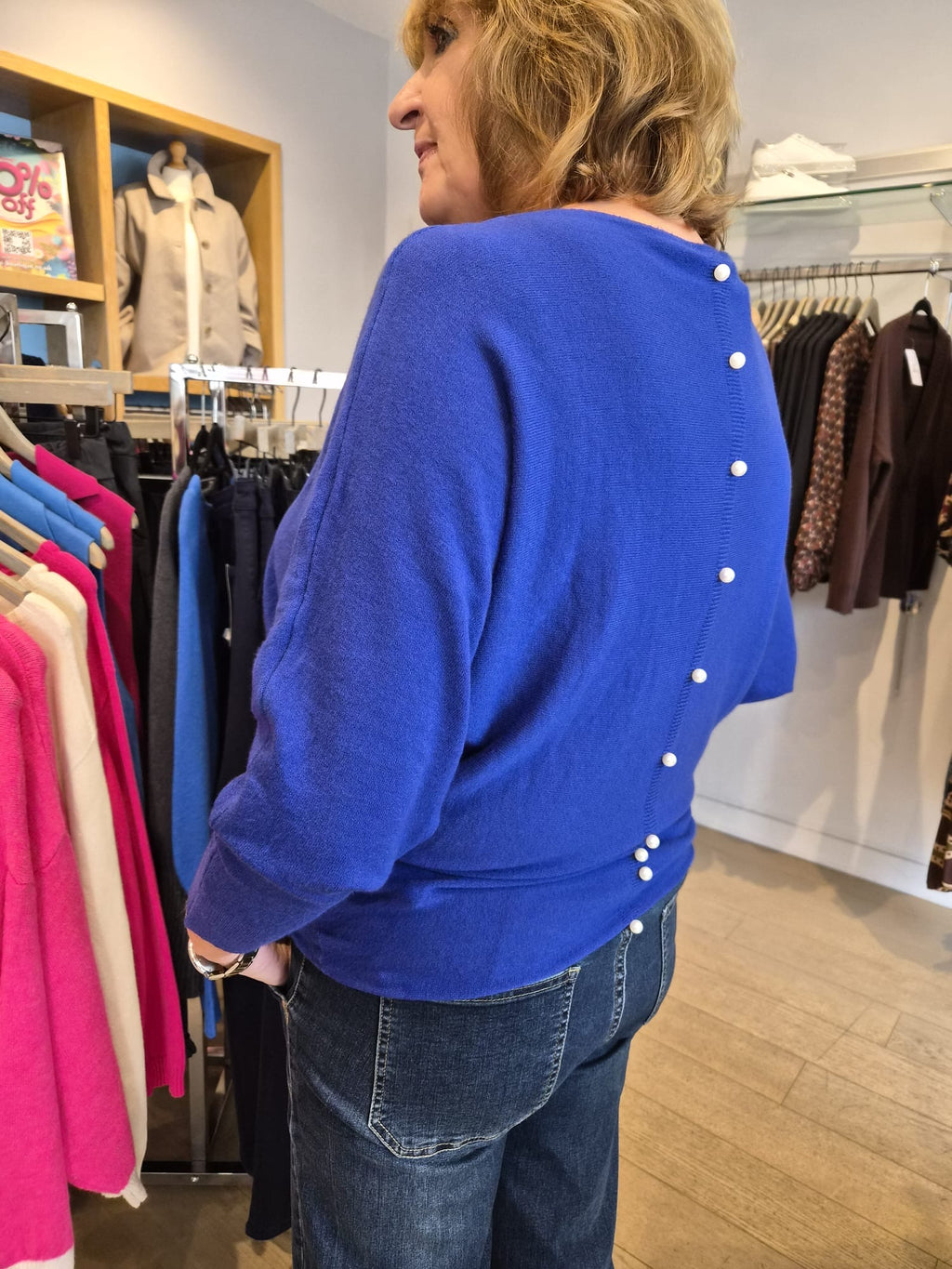 Pearl Back Button Knit