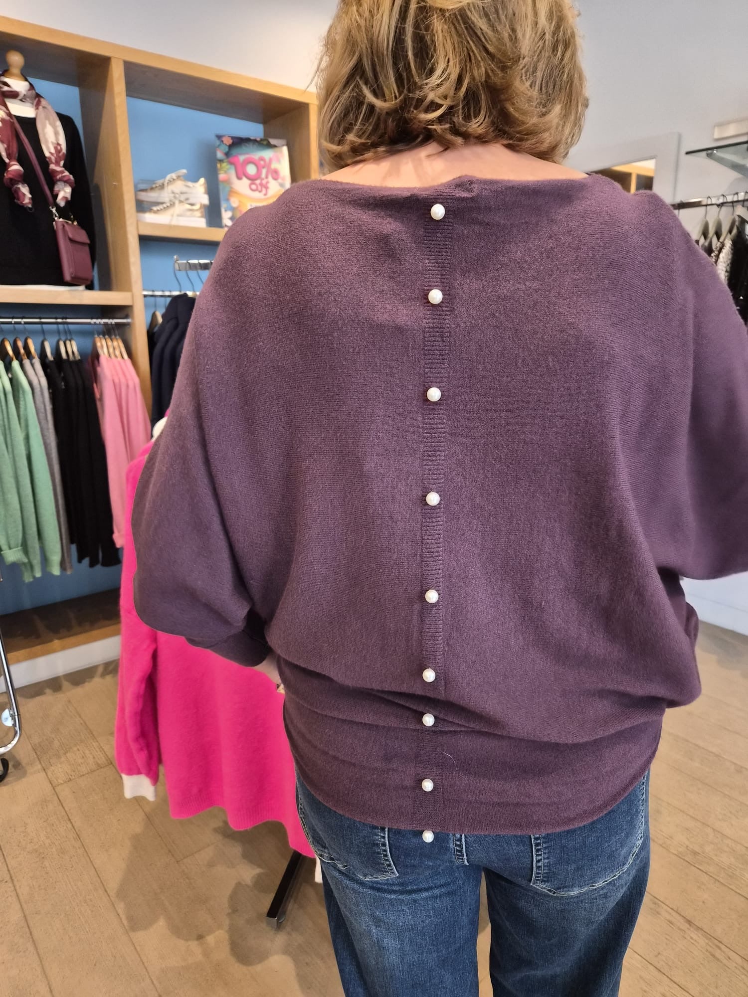 Pearl Back Button Knit