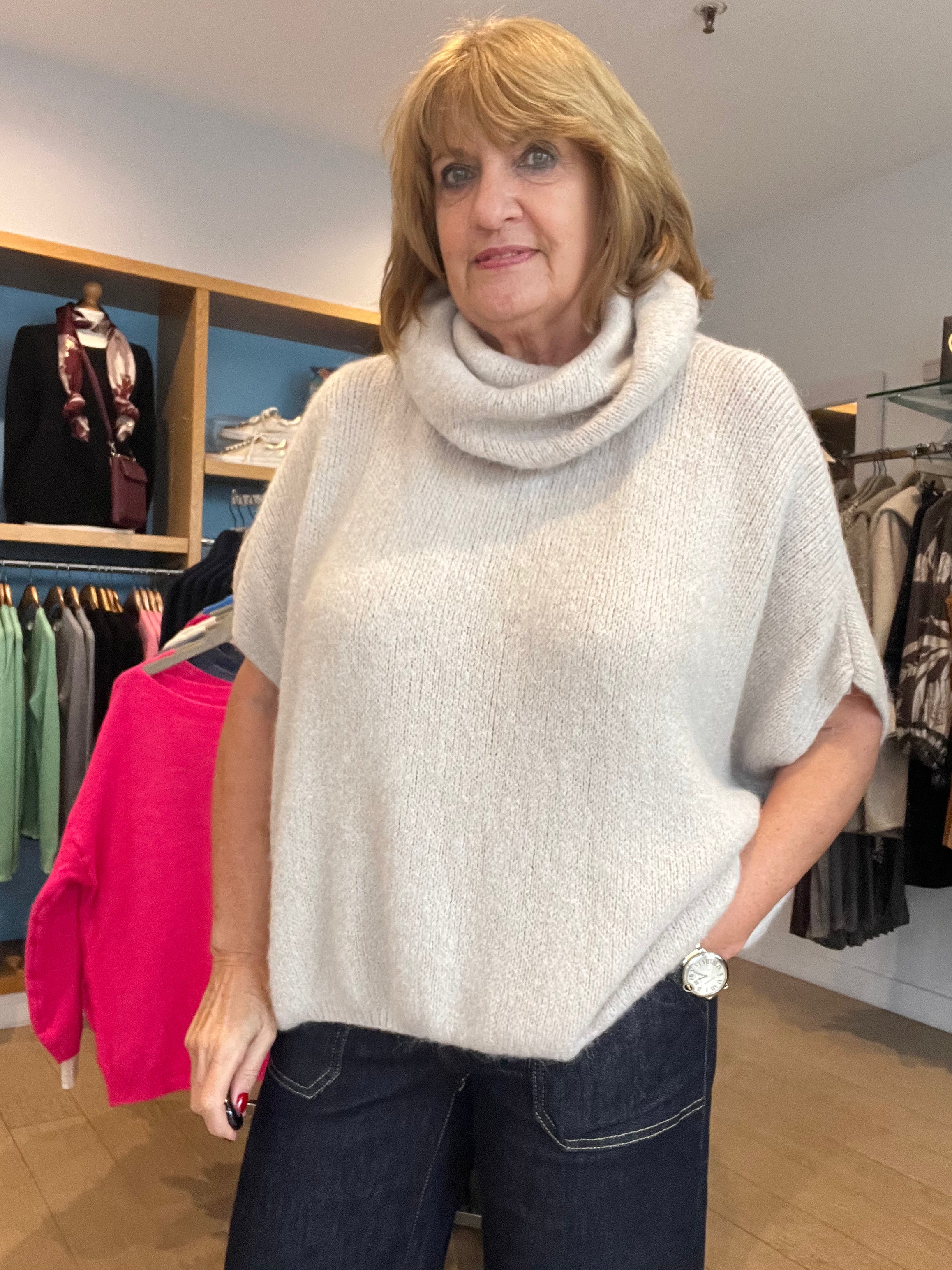 Alpaca Mix Cowl neck Knit