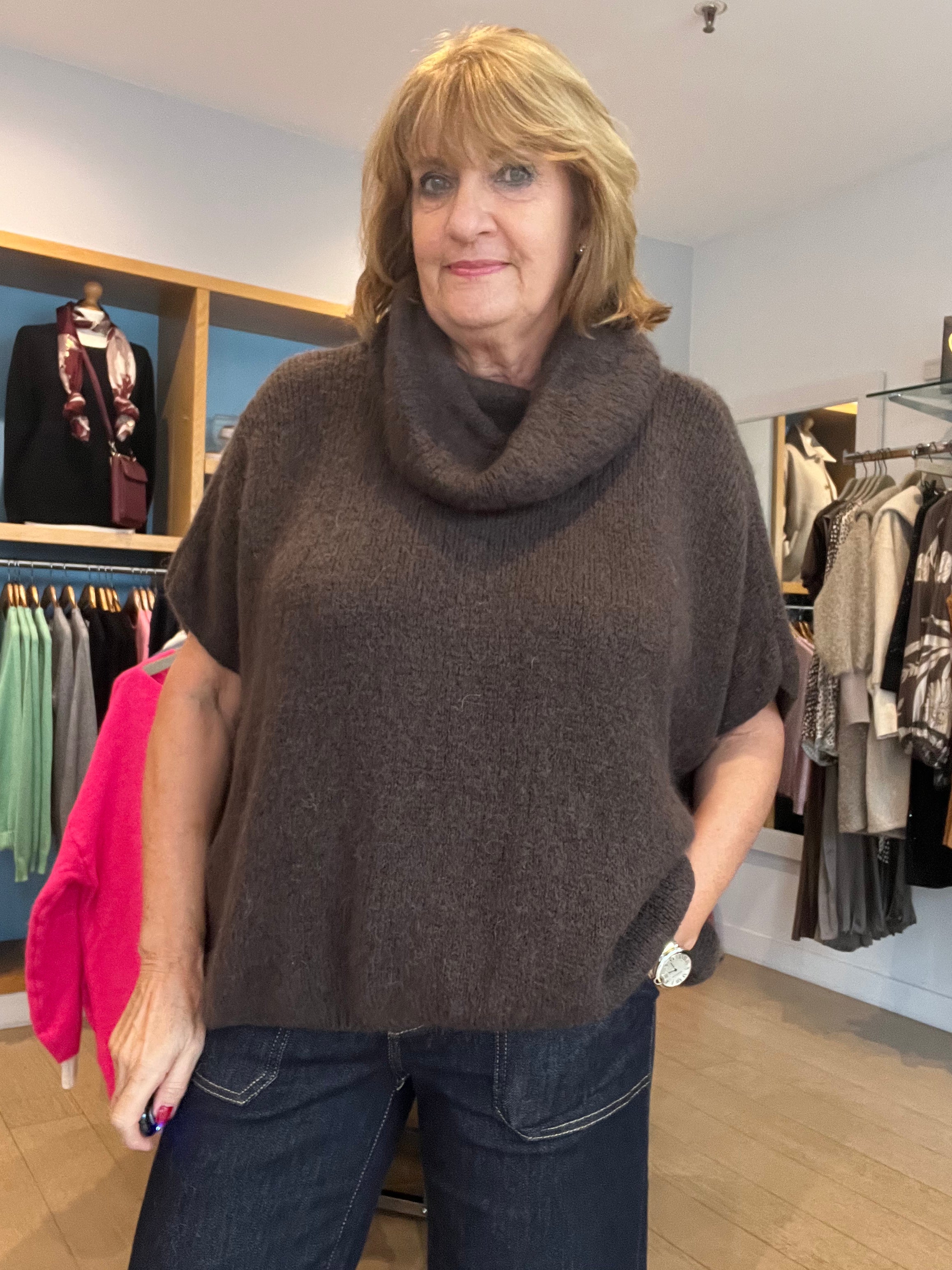 Alpaca Mix Cowl neck Knit