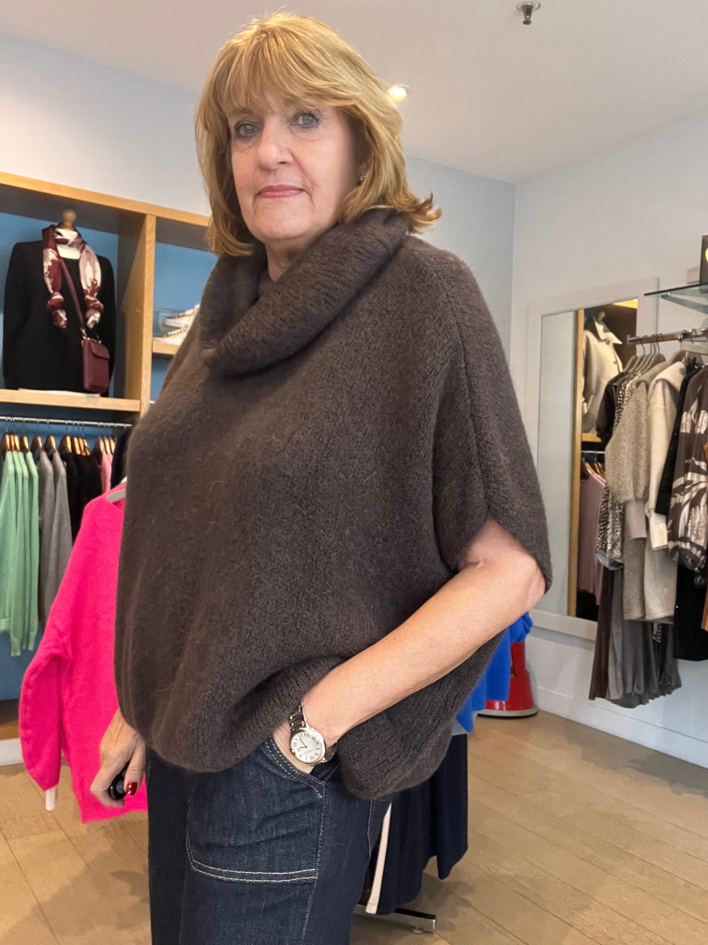 Alpaca Mix Cowl neck Knit