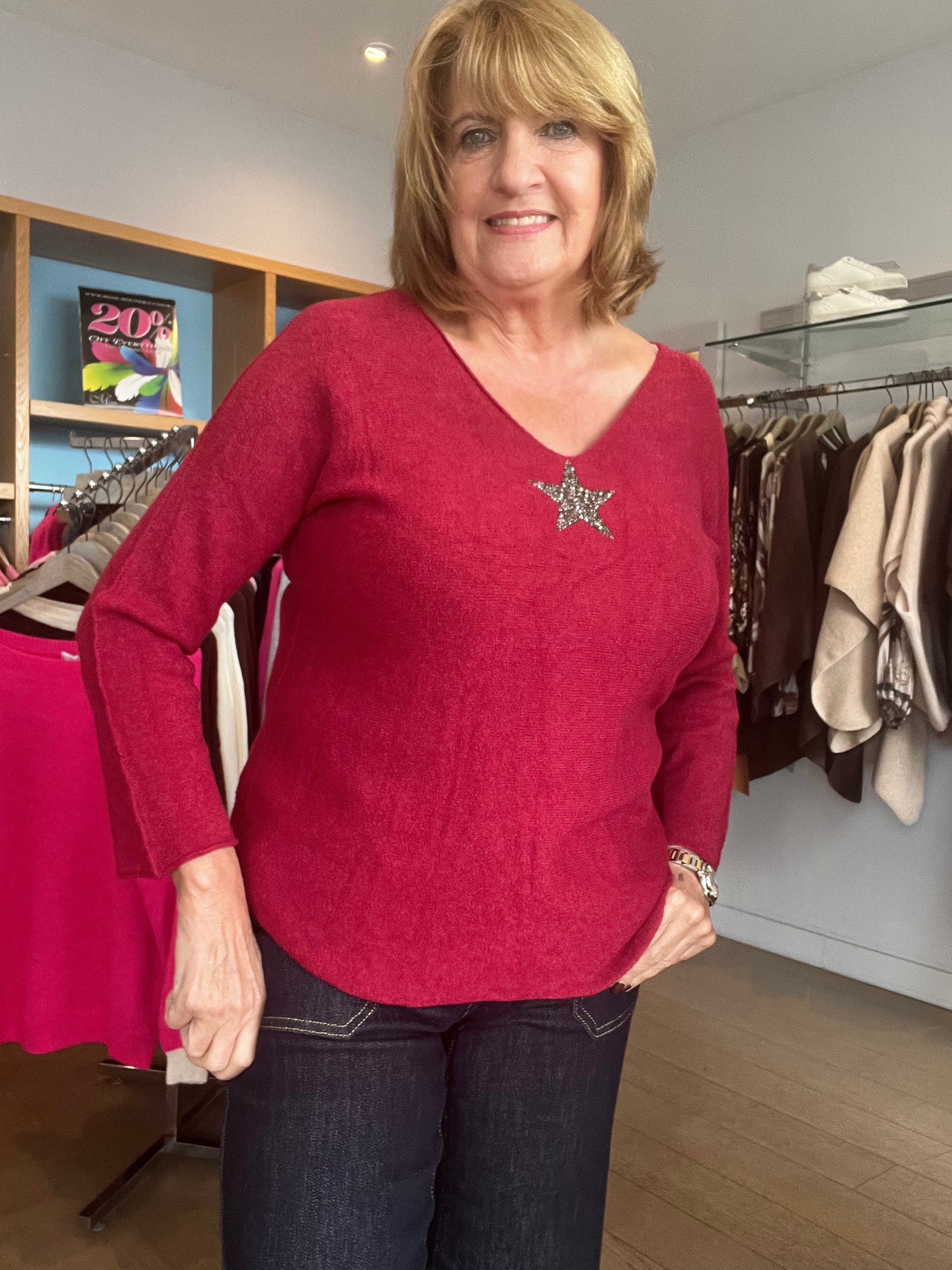 Starry V Neck Super Soft Knit