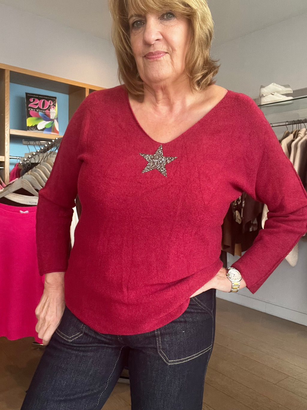 Starry V Neck Super Soft Knit