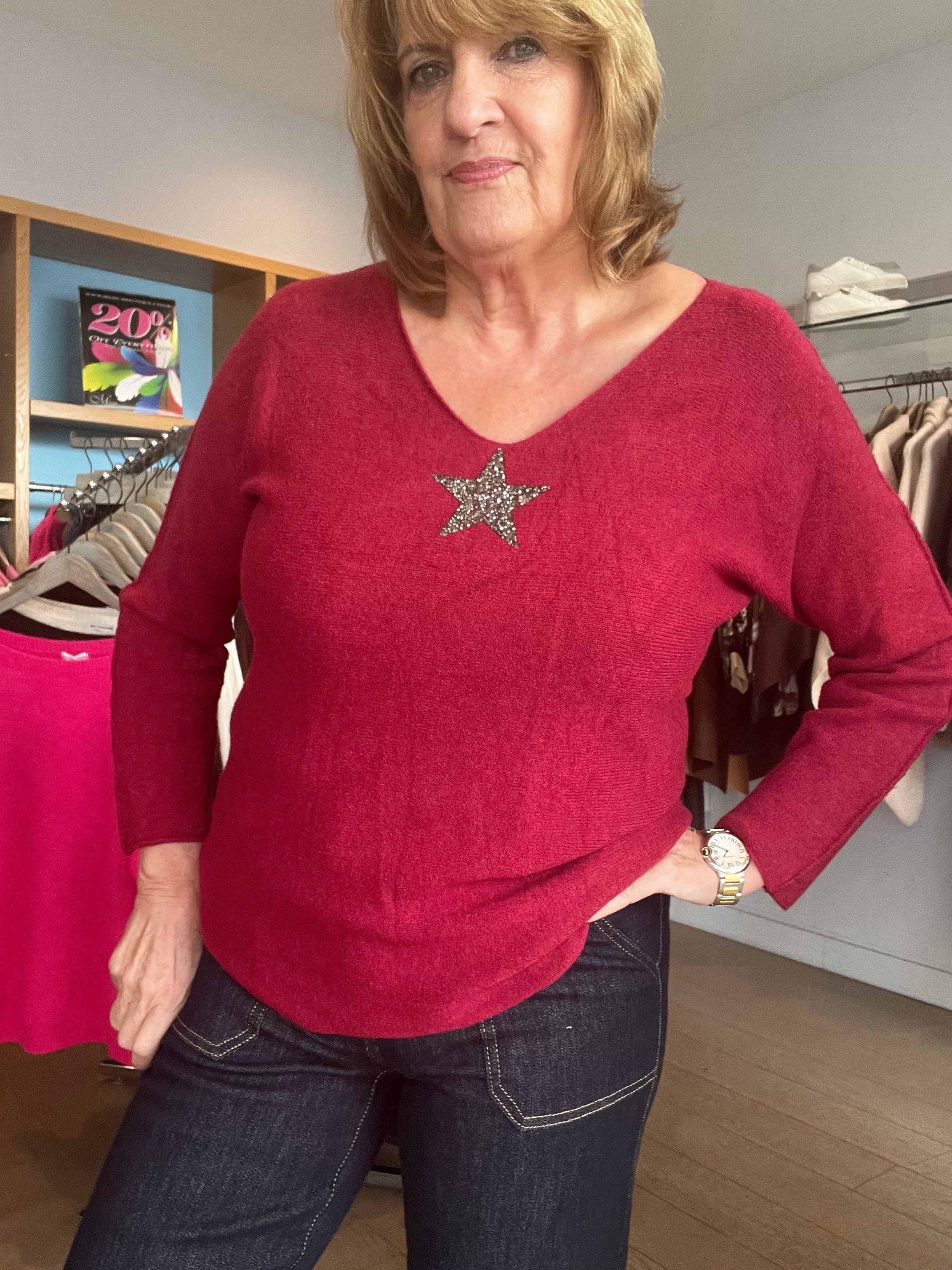 Starry V Neck Super Soft Knit
