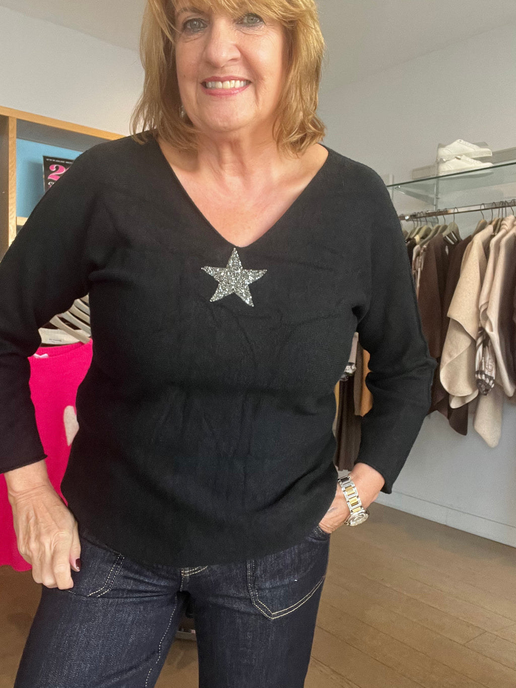 Starry V Neck Super Soft Knit