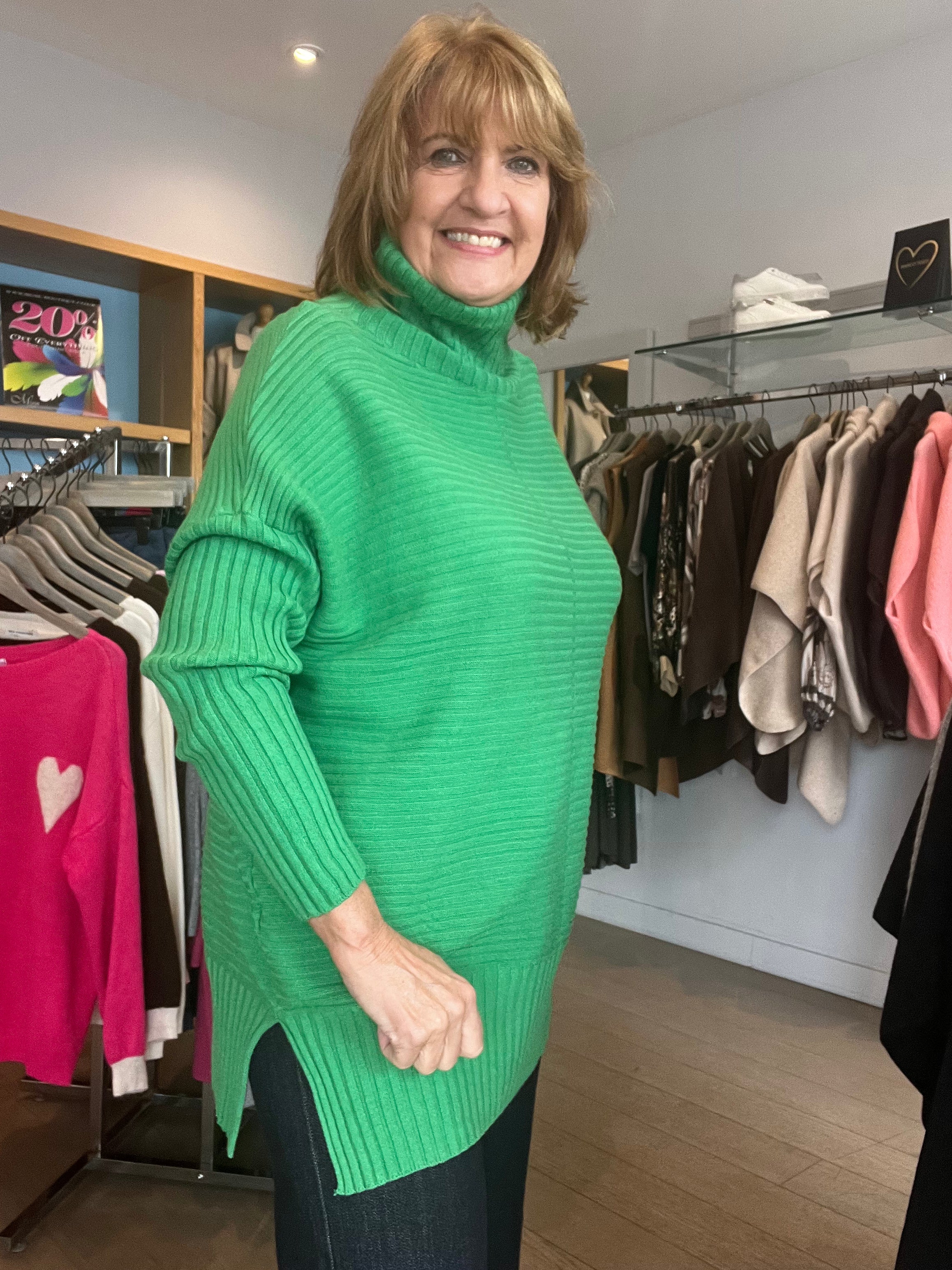 Jayne Rib Polo Neck Knit