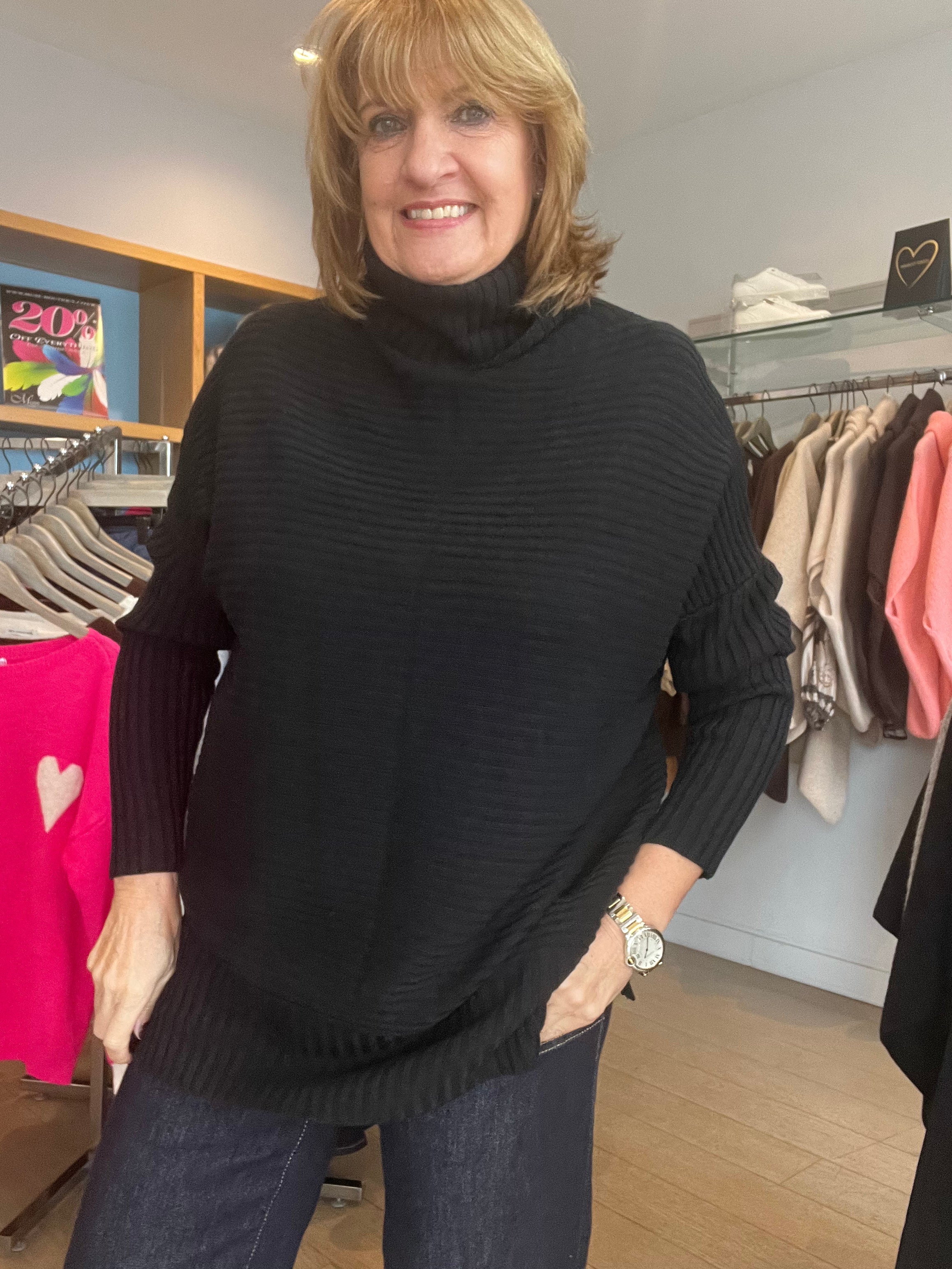 Jayne Rib Polo Neck Knit