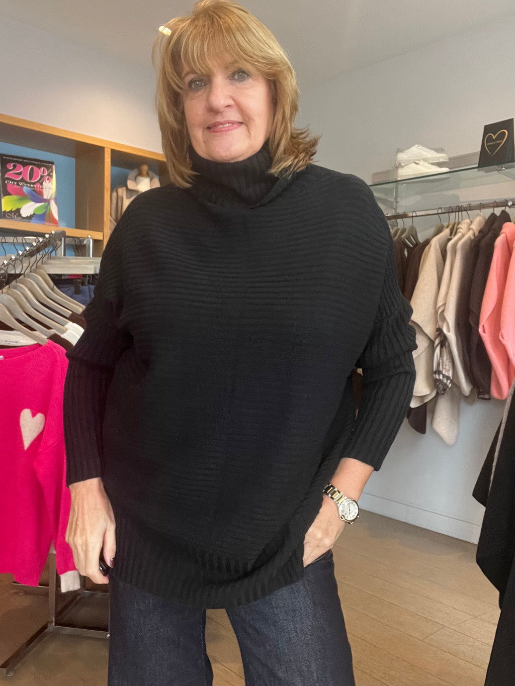 Jayne Rib Polo Neck Knit