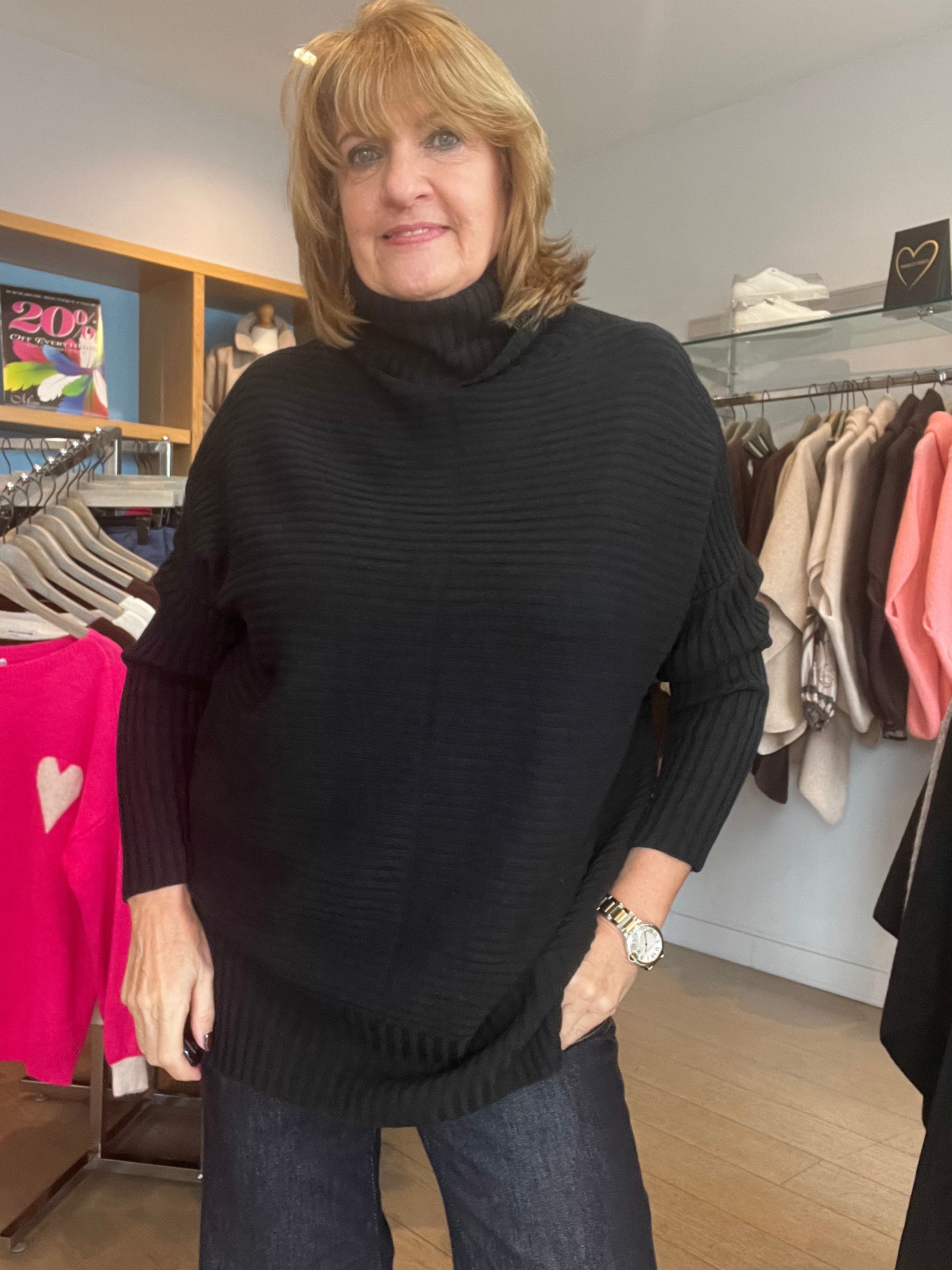 Jayne Rib Polo Neck Knit