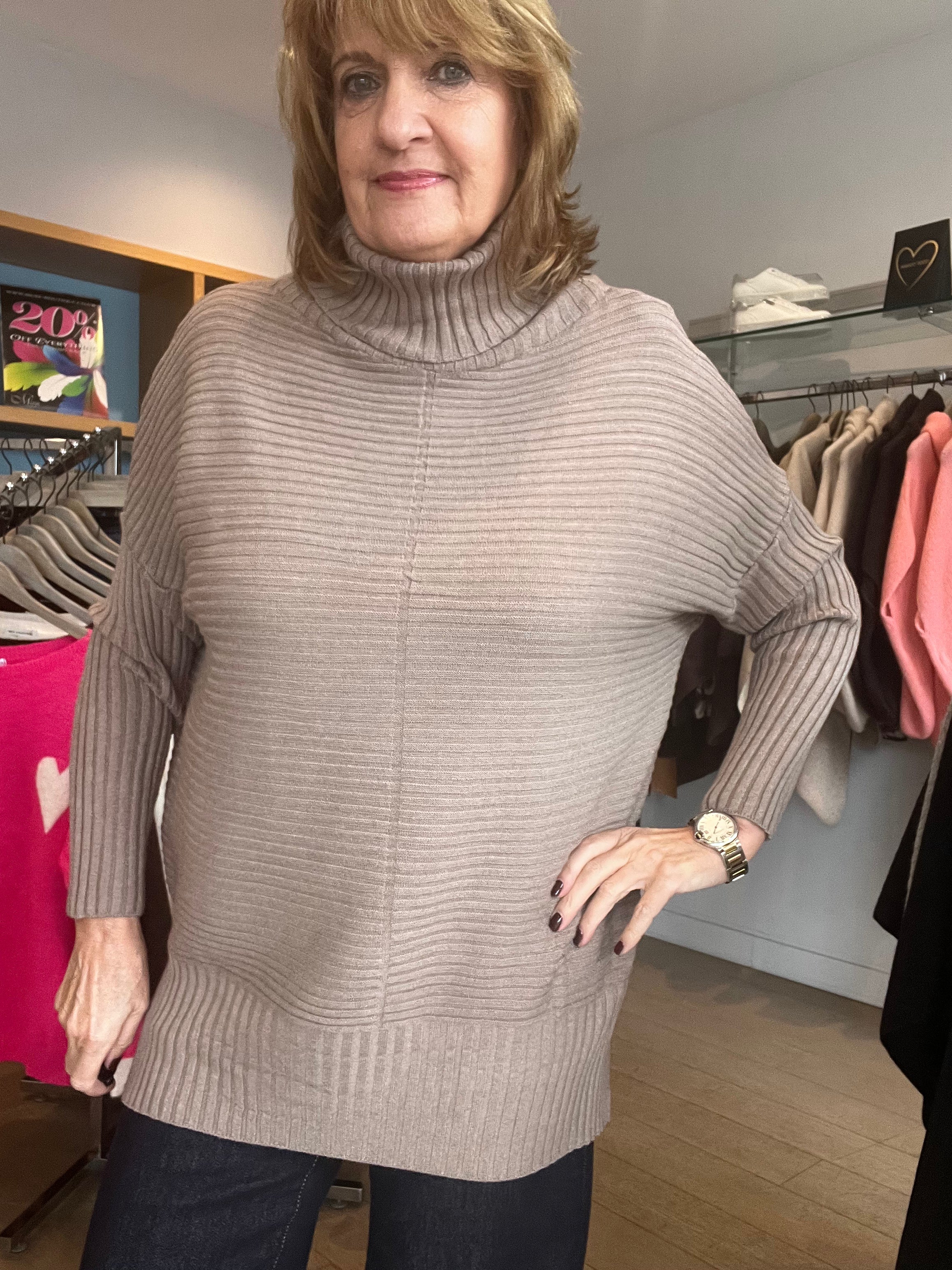 Jayne Rib Polo Neck Knit
