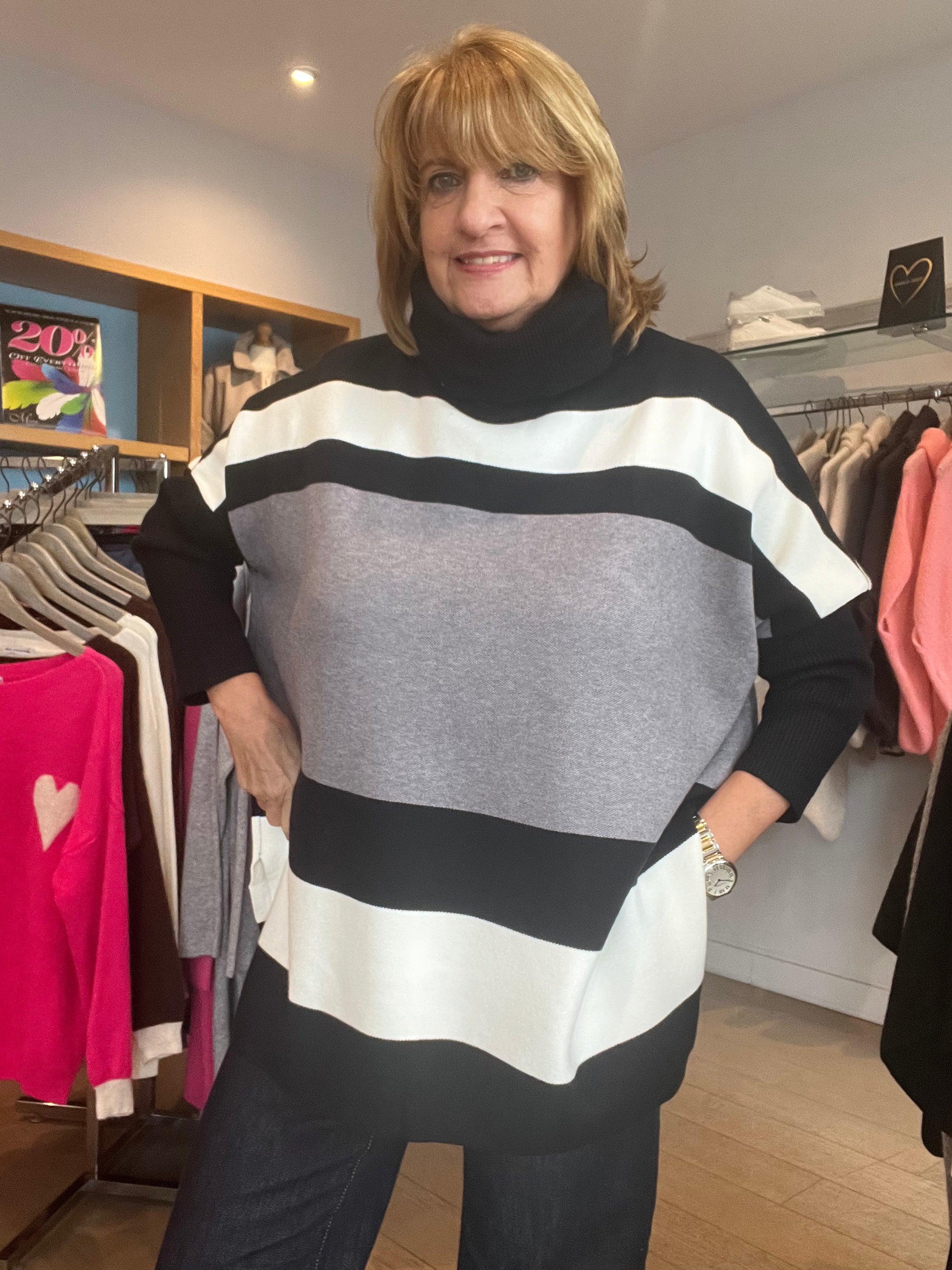 Stripey Oversize Polo Knit