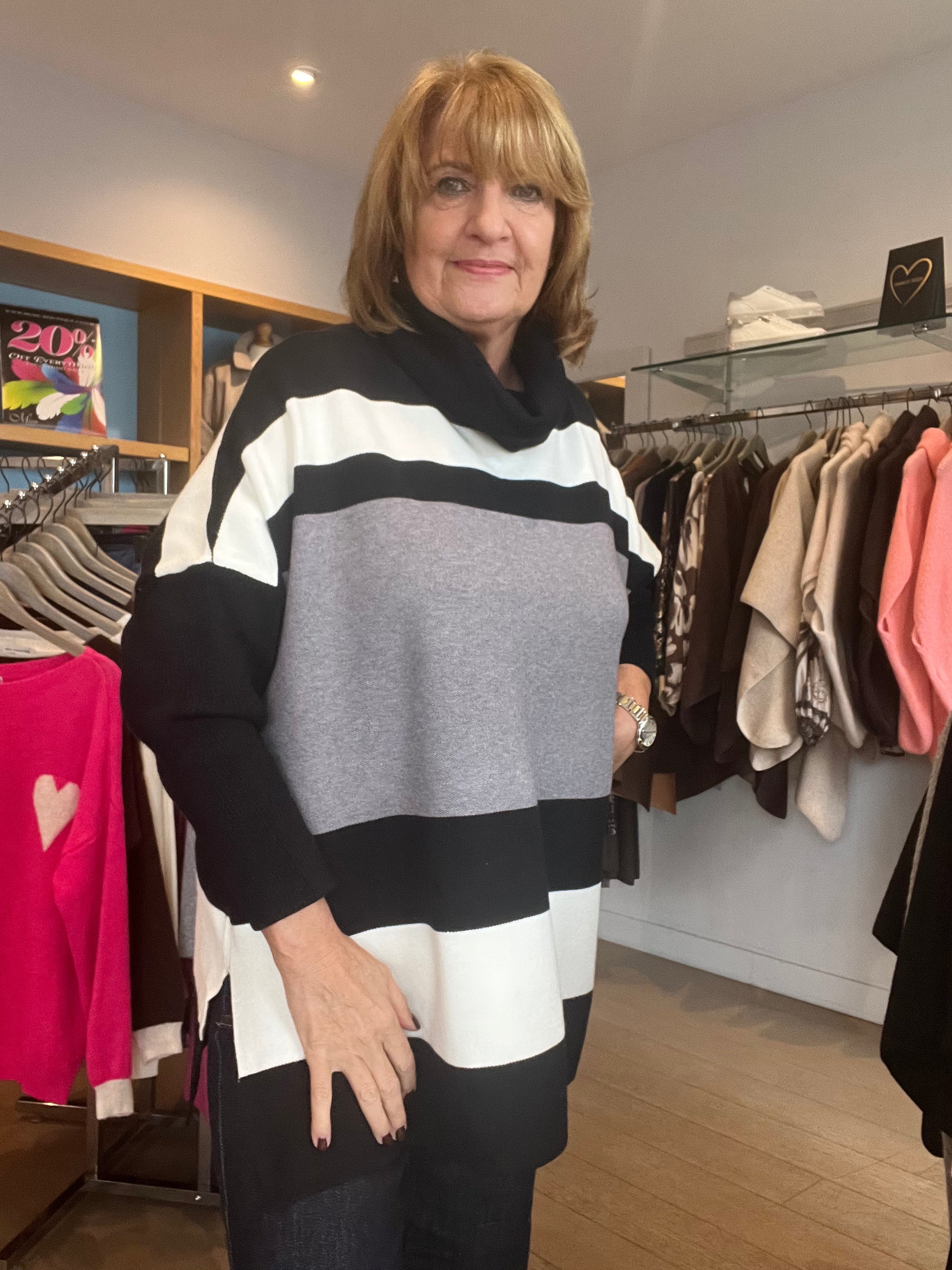 Stripey Oversize Polo Knit