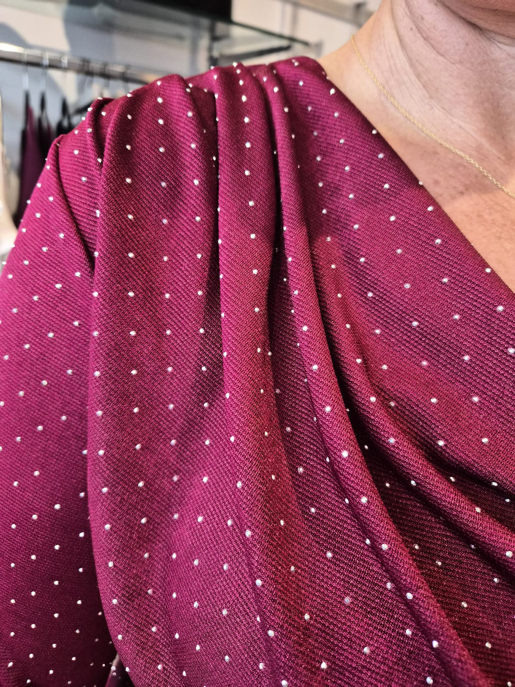 Jade Jersey Cowl Neck Diamanté Top