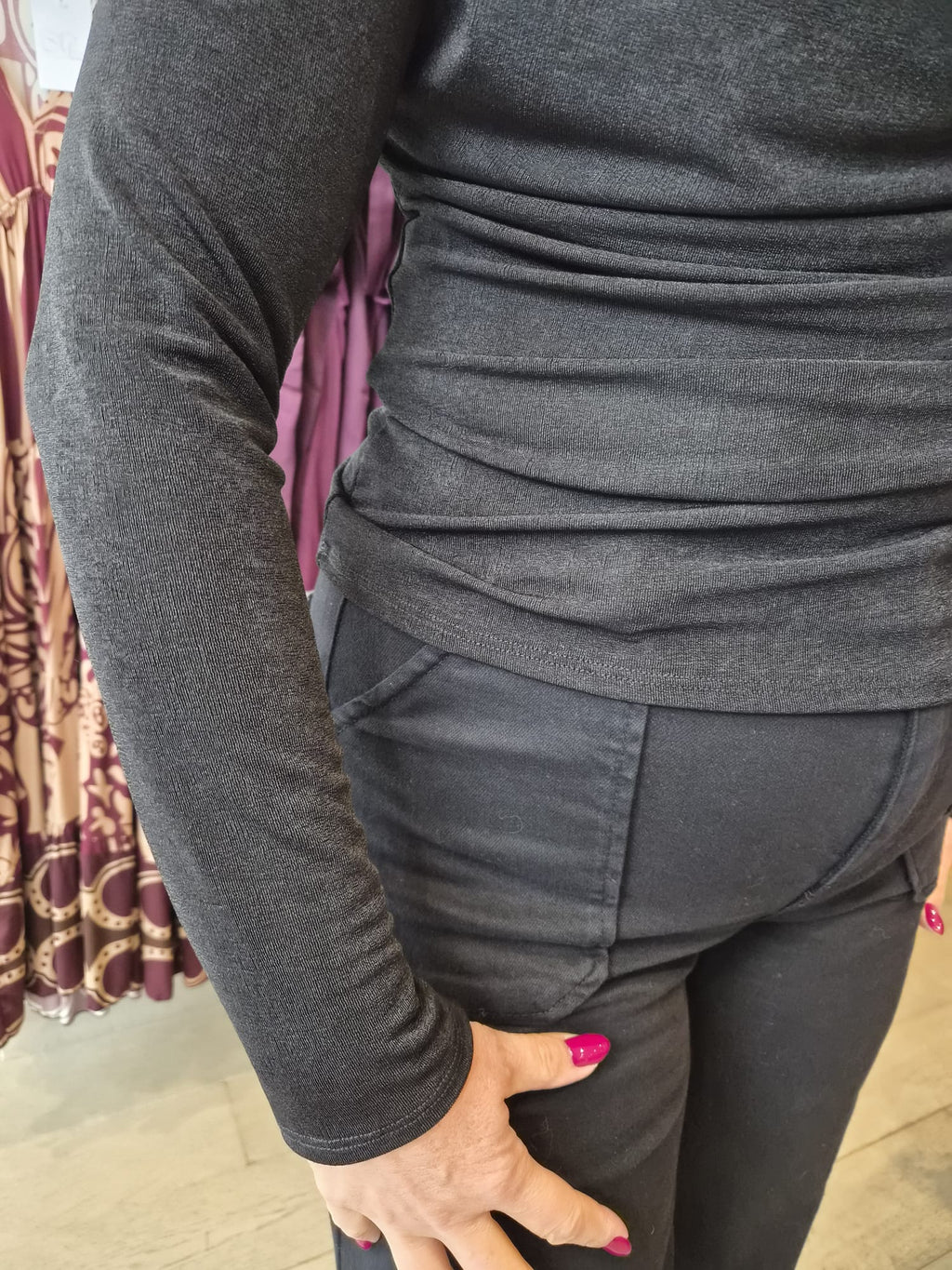 Jayla Jersey Plain Cowl Neck Long Sleeve Top