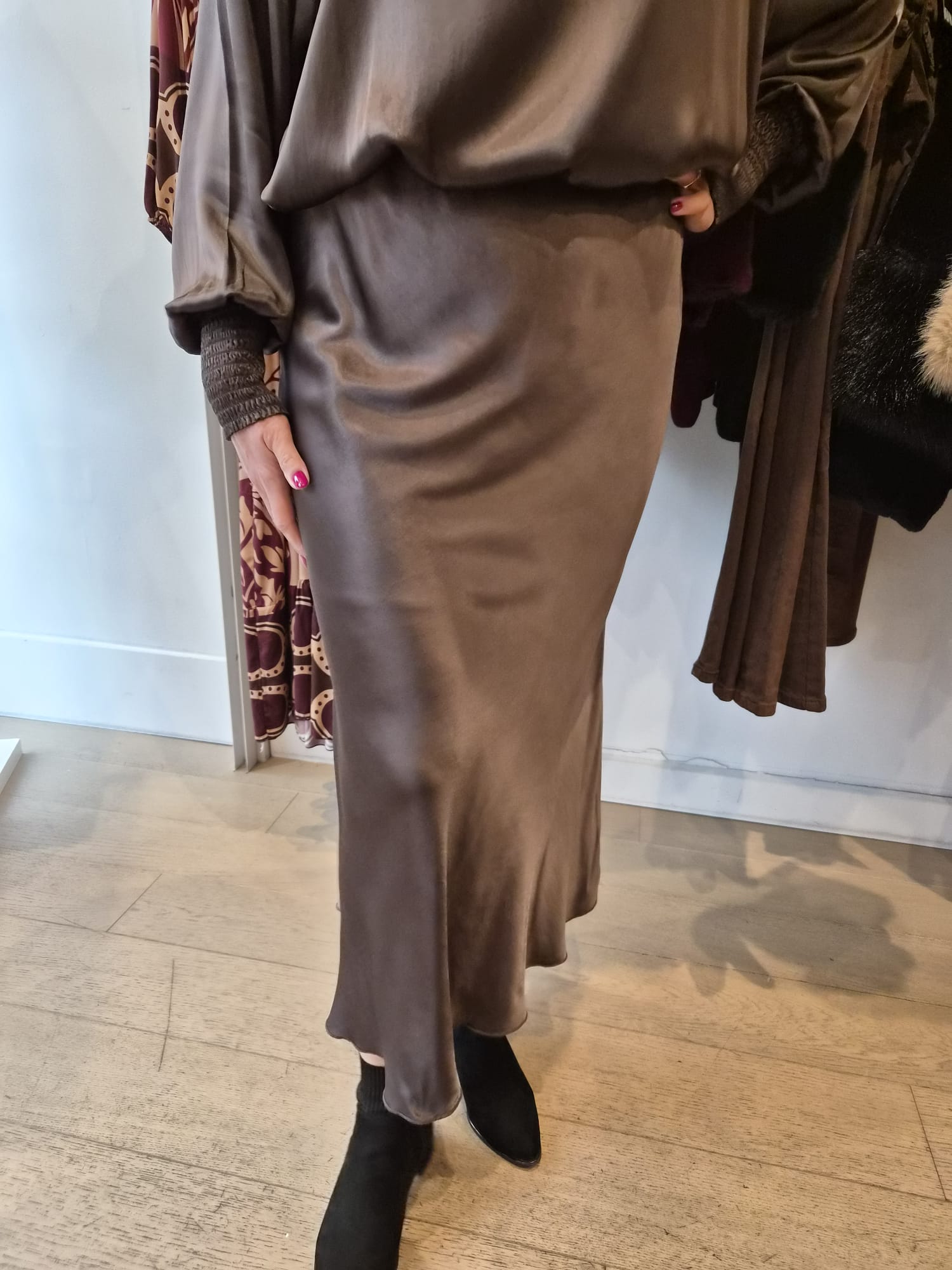 Skyla Satin Bias Cut Skirt