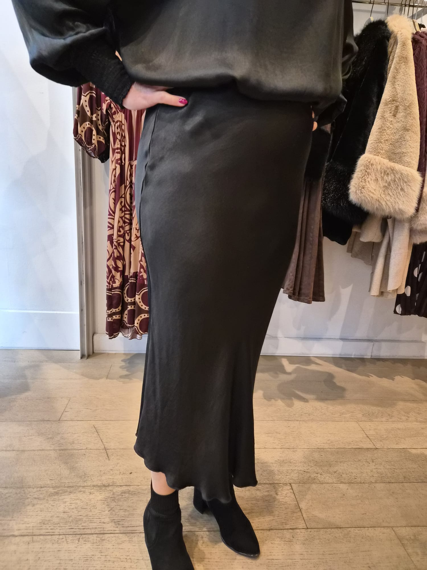 Skyla Satin Bias Cut Skirt