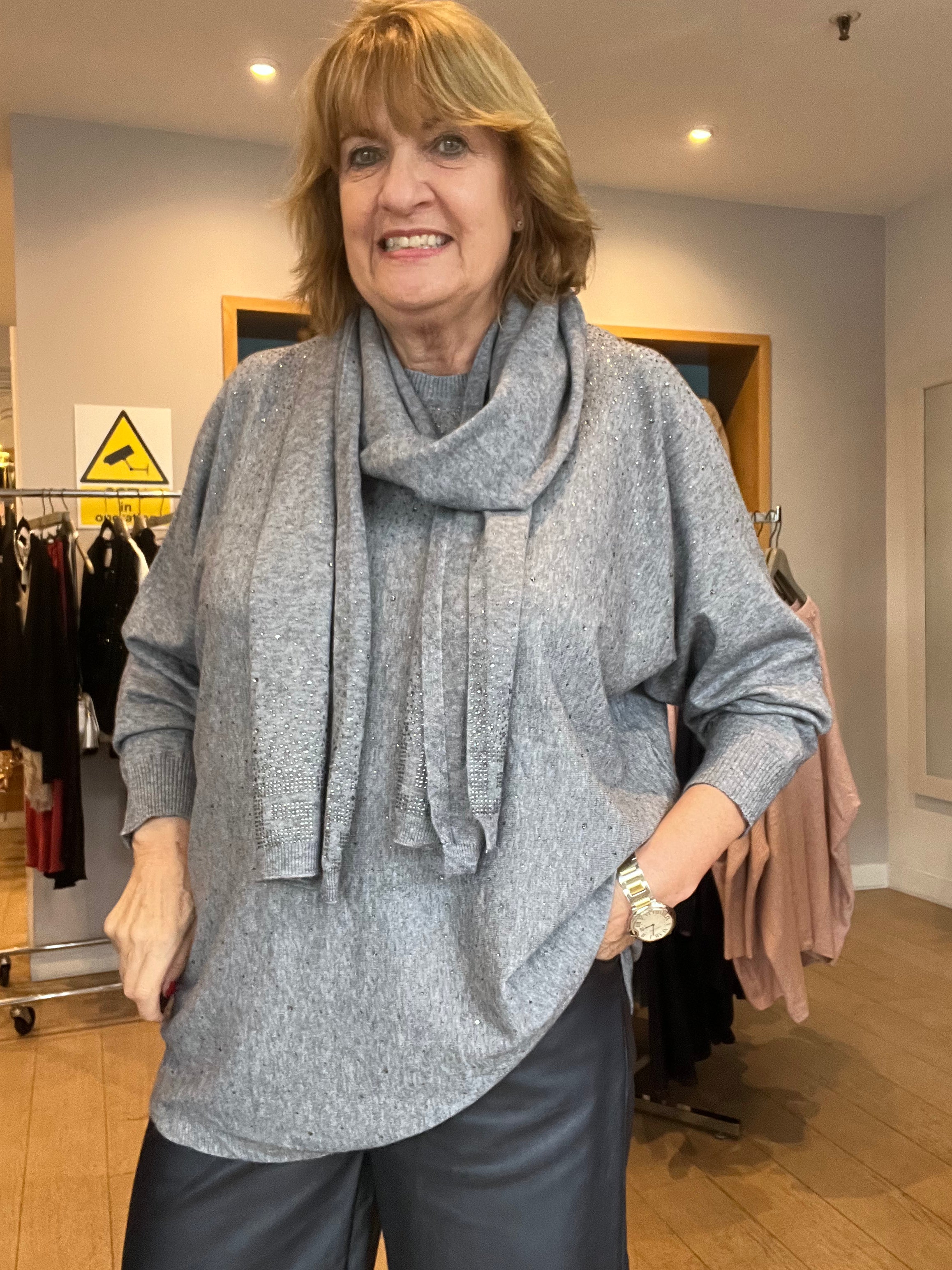 Sara Sparkle Knit with Scarf