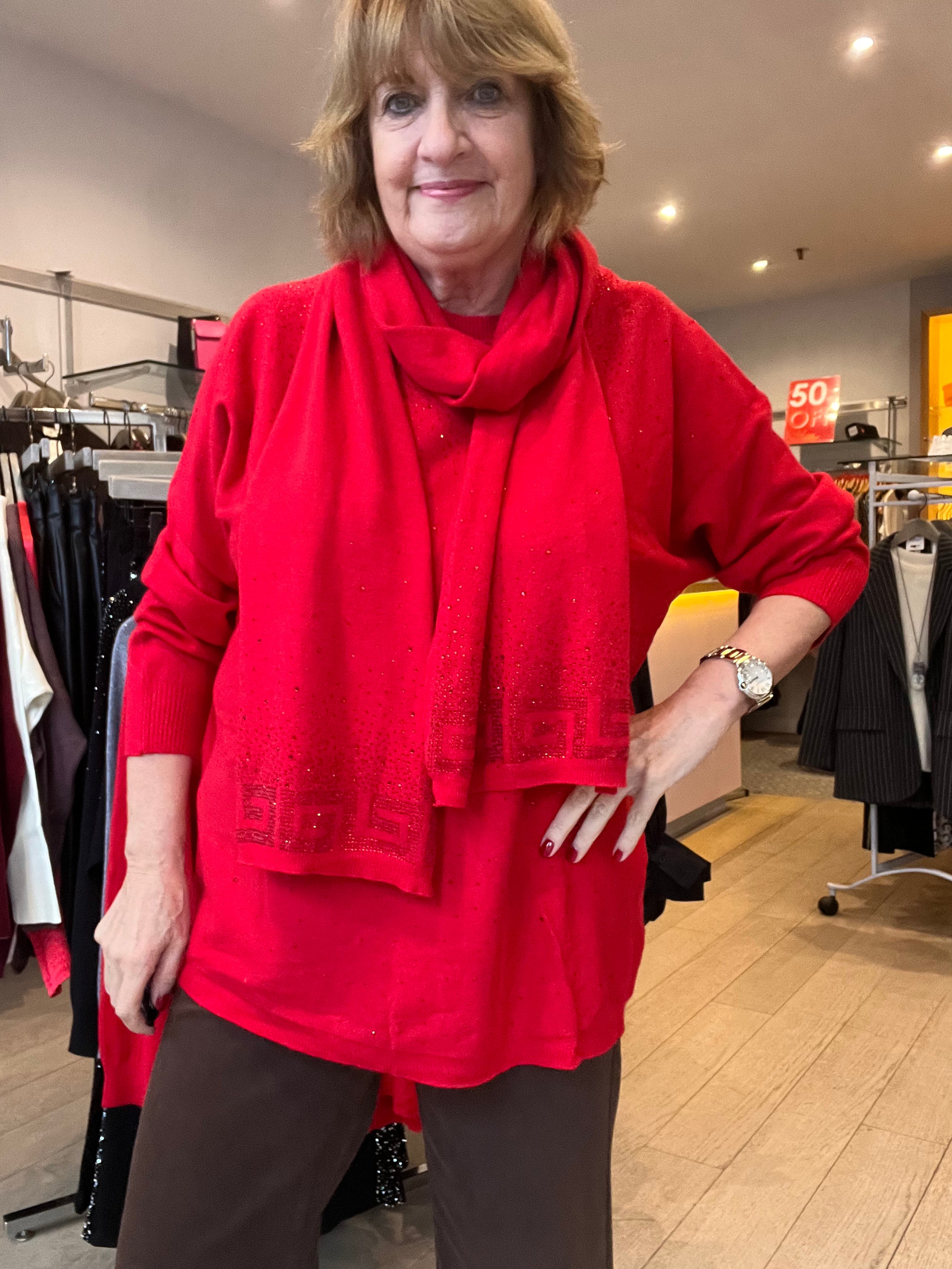 Sara Sparkle Knit with Scarf