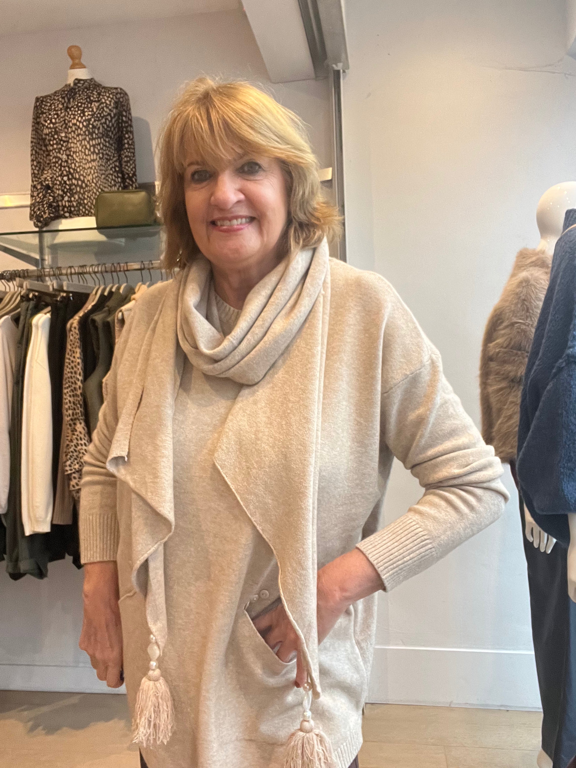 Suzie Knit with Pockets and Scarf