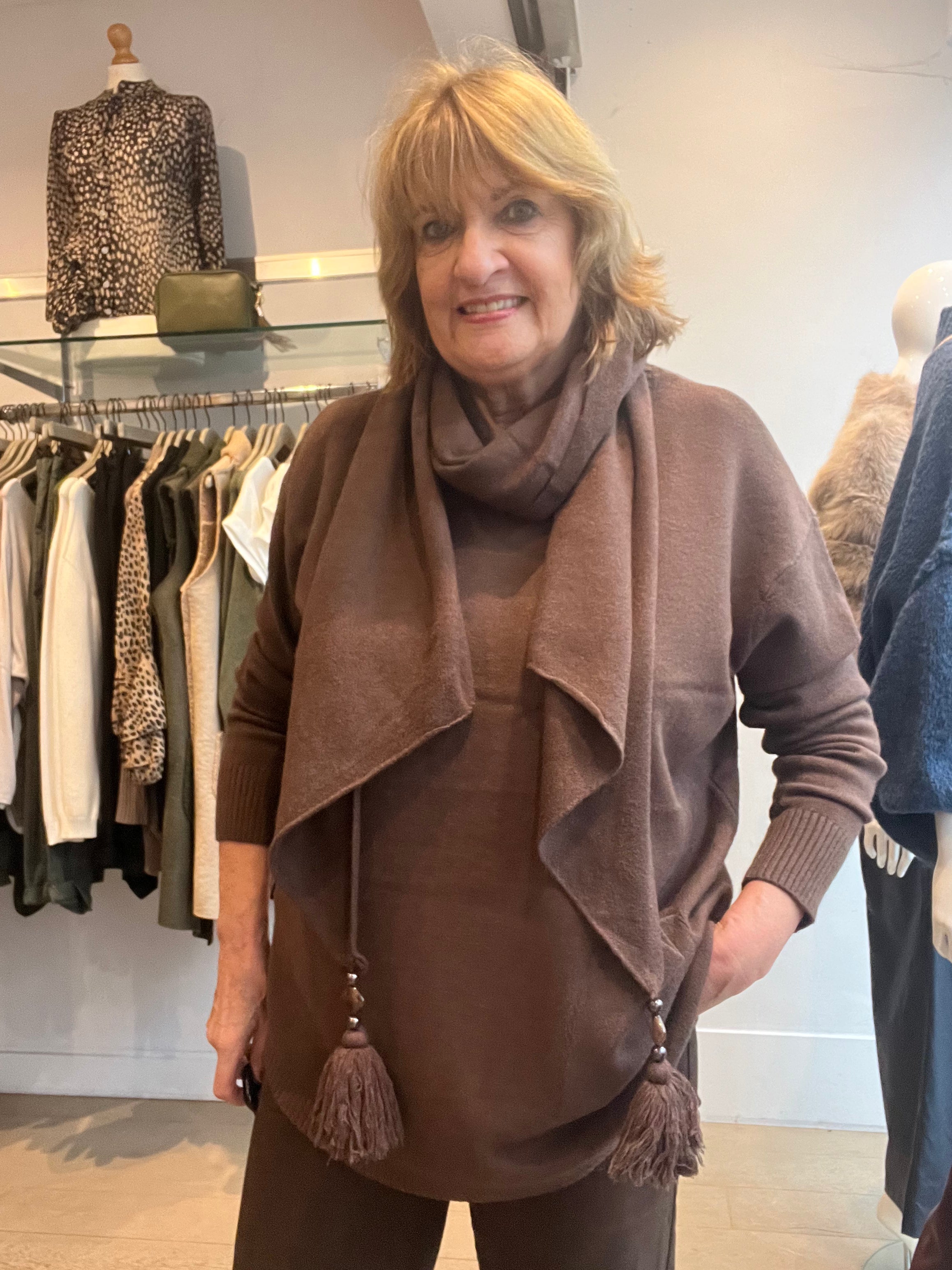 Suzie Knit with Pockets and Scarf